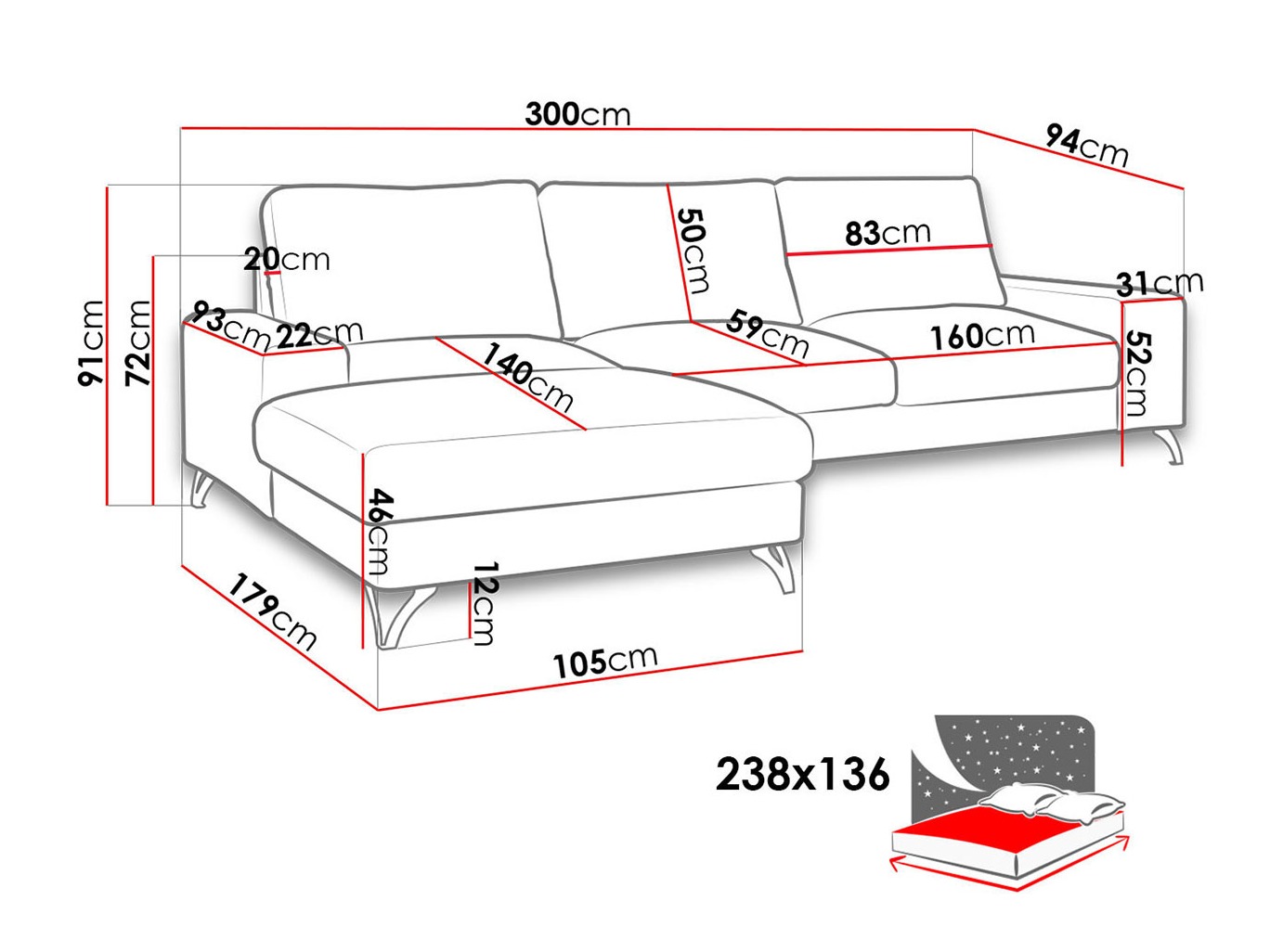 Ugaona sofa ComfiDream 111 (Verita 03)