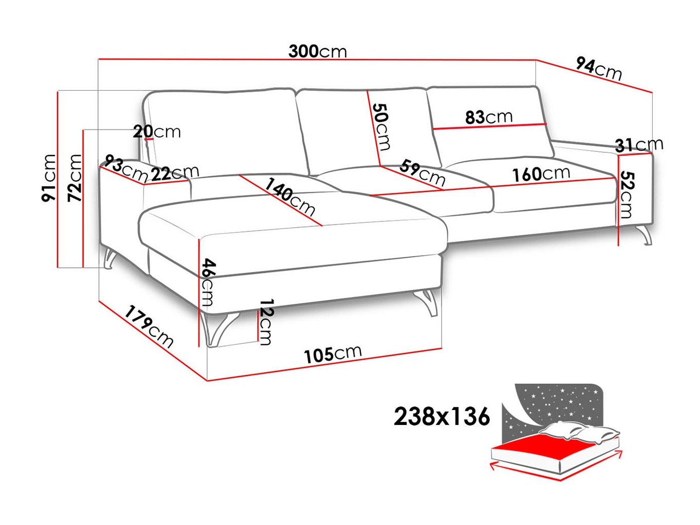 Ugaona sofa ComfiDream 111 (Verita 11)