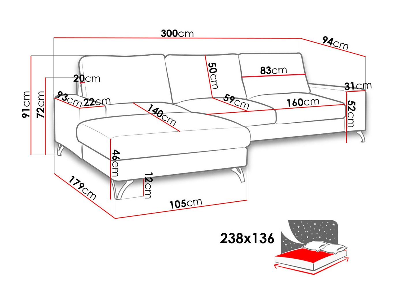 Ugaona sofa ComfiDream 111 (Verita 11)