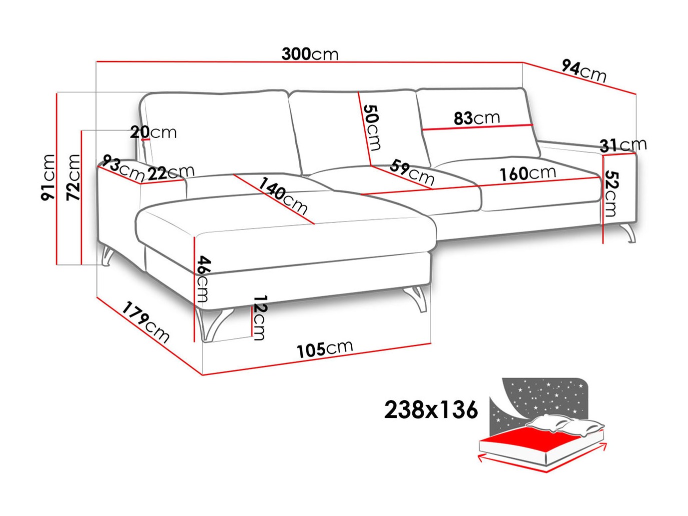 Ugaona sofa ComfiDream 111 (Verita 28)