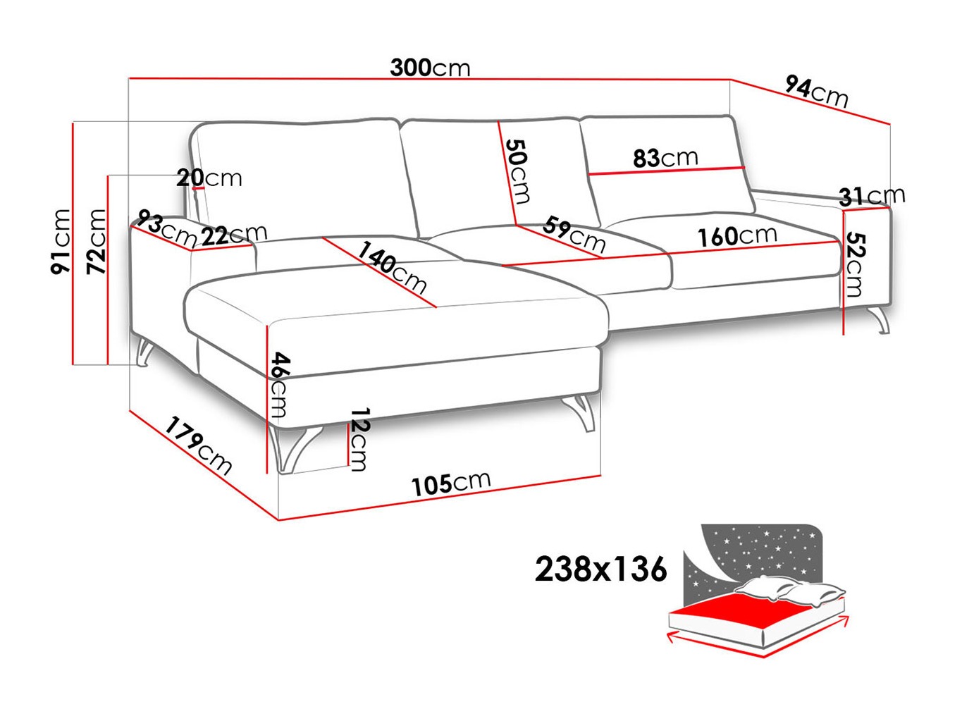 Ugaona sofa ComfiDream 111 (Verita 28)