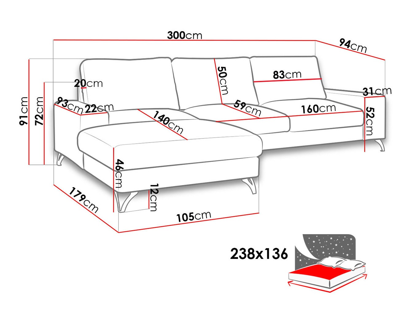 Ugaona sofa ComfiDream 111 (Verita 53)