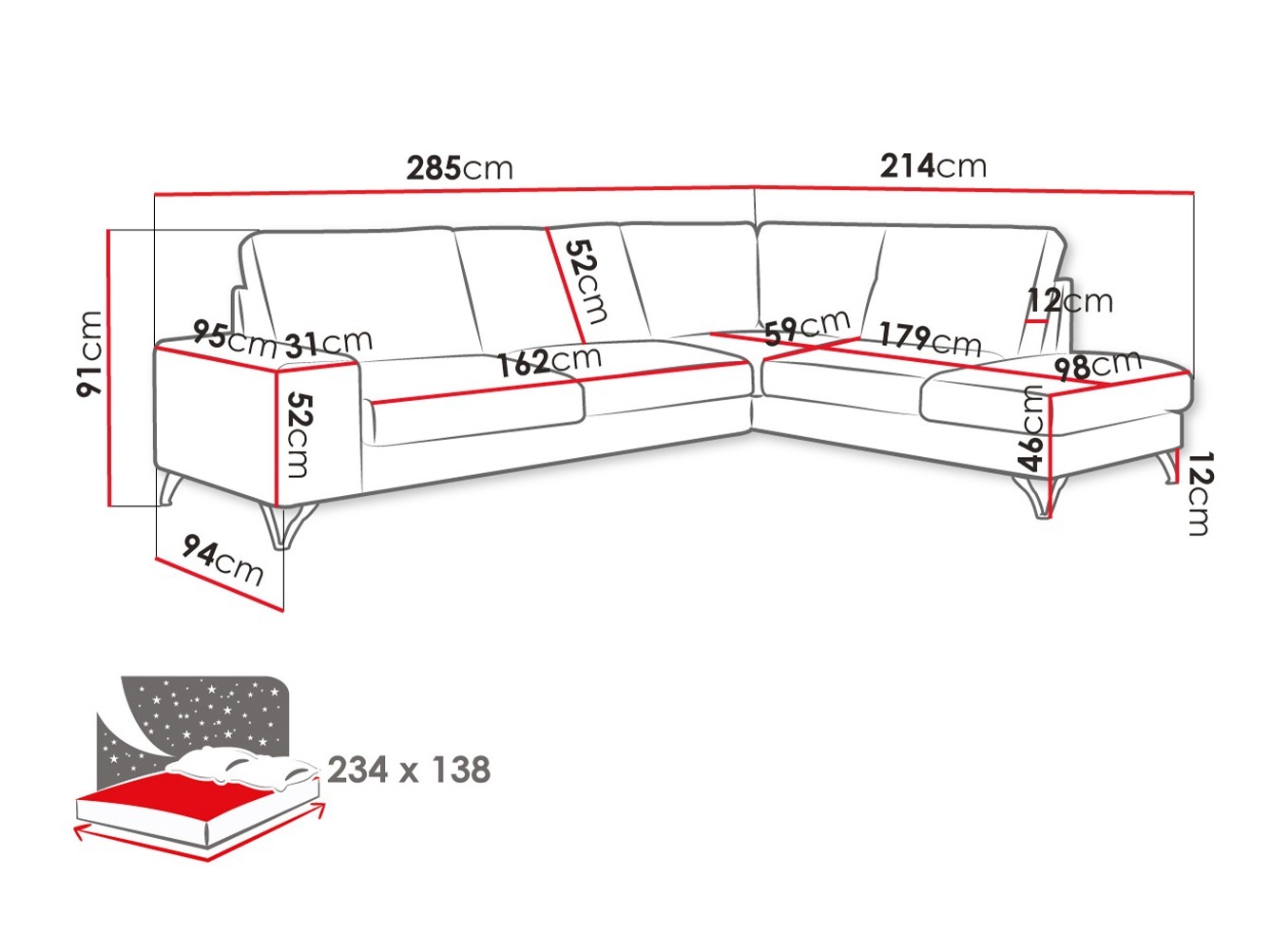 Ugaona sofa ComfiDream 112 (Verita 11)