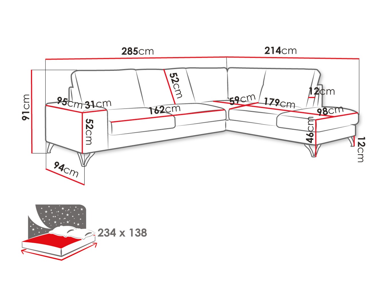 Ugaona sofa ComfiDream 112 (Verita 28)