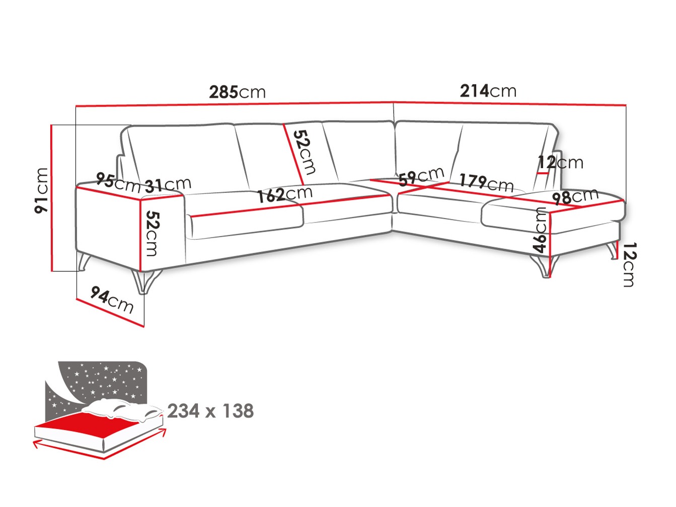Ugaona sofa ComfiDream 112 (Verita 53)