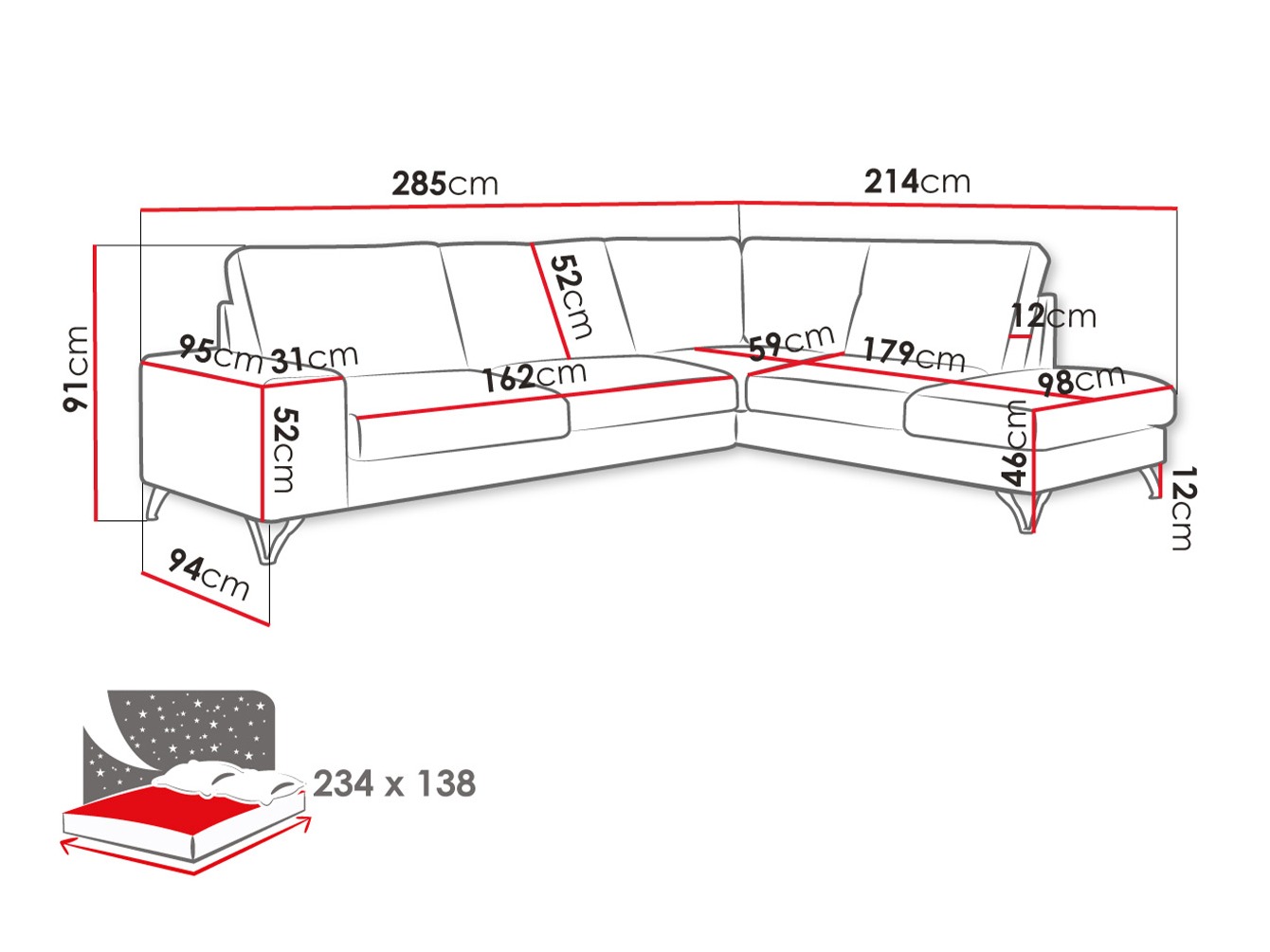 Ugaona sofa ComfiDream 112 (Verita 53)