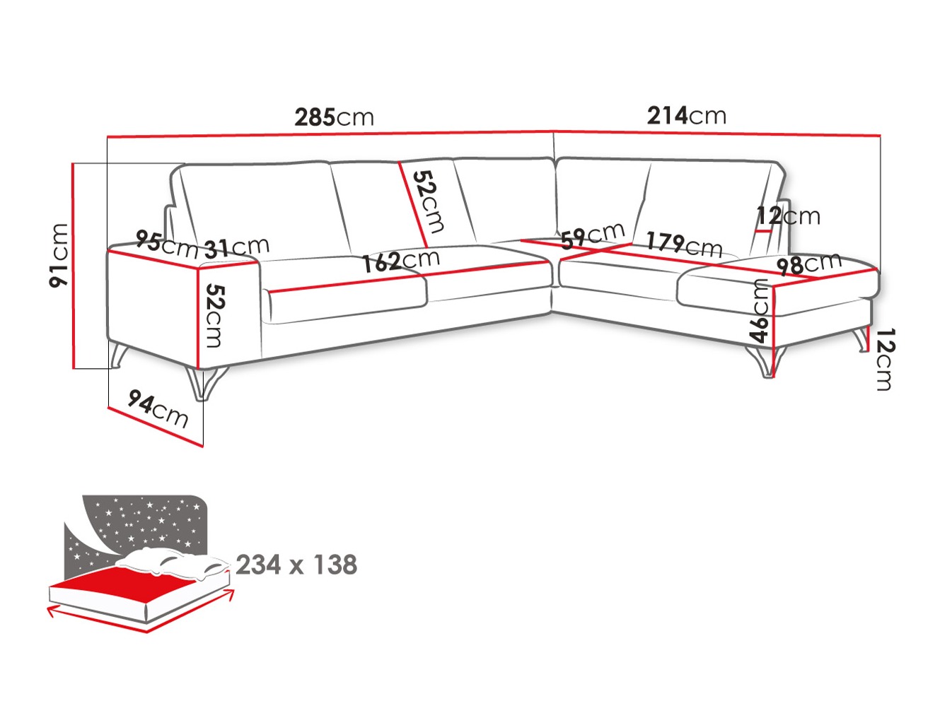 Ugaona sofa ComfiDream 112 (Verita 88)