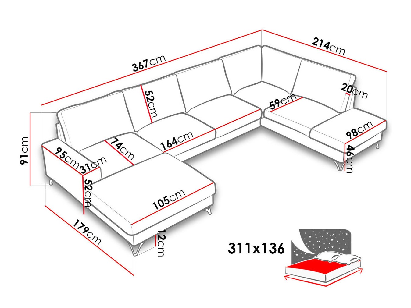 Ugaona sofa ComfiDream 113 (Verita 03)