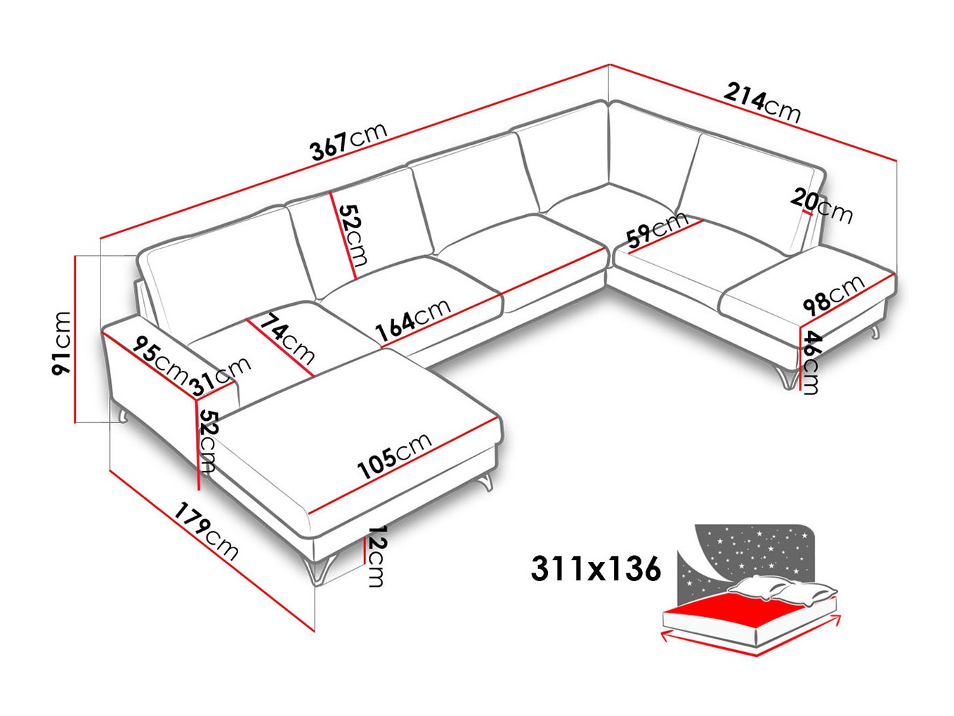 Ugaona sofa ComfiDream 113 (Verita 03)