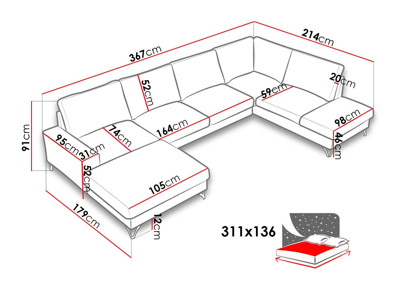Ugaona sofa ComfiDream 113 (Verita 11)