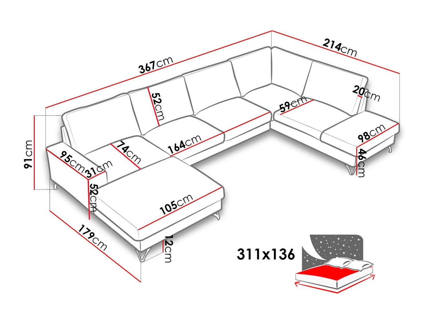 Ugaona sofa ComfiDream 113 (Verita 11)