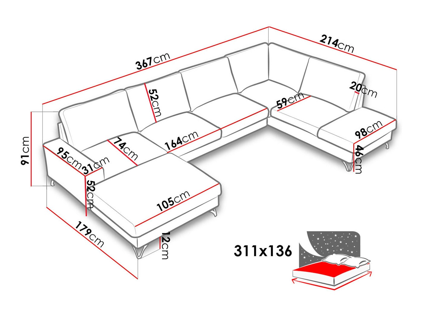 Ugaona sofa ComfiDream 113 (Verita 28)