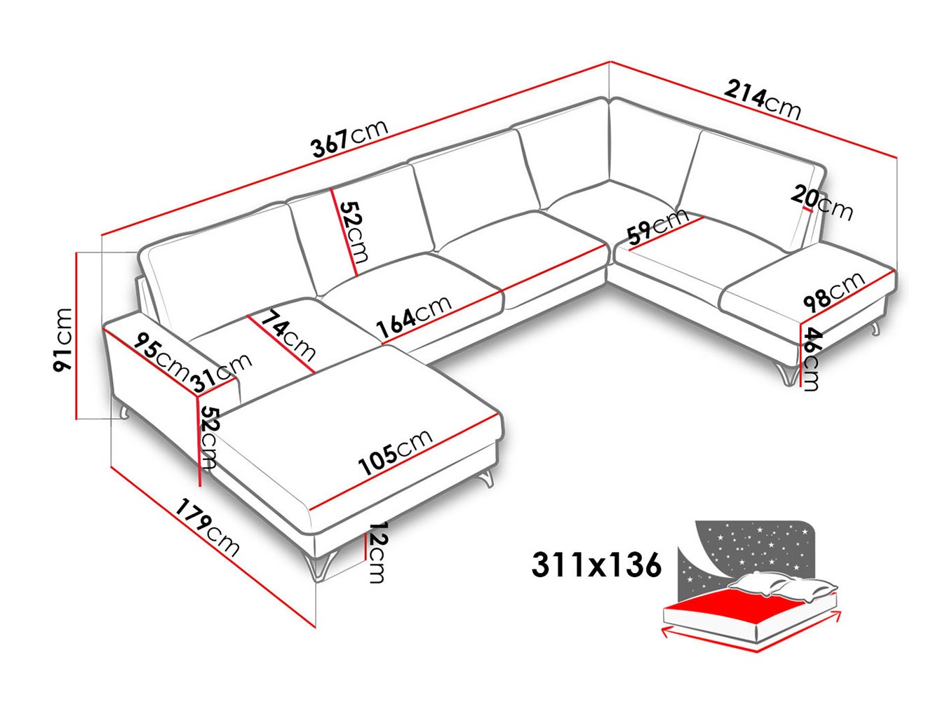 Ugaona sofa ComfiDream 113 (Verita 53)