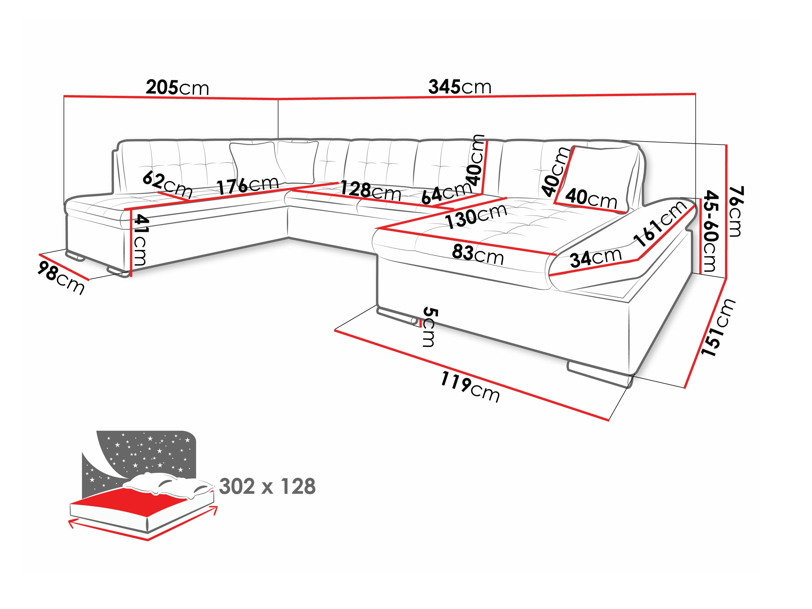 Ugaona sofa Comfivo 149 (Manila 16 + Manila 18)