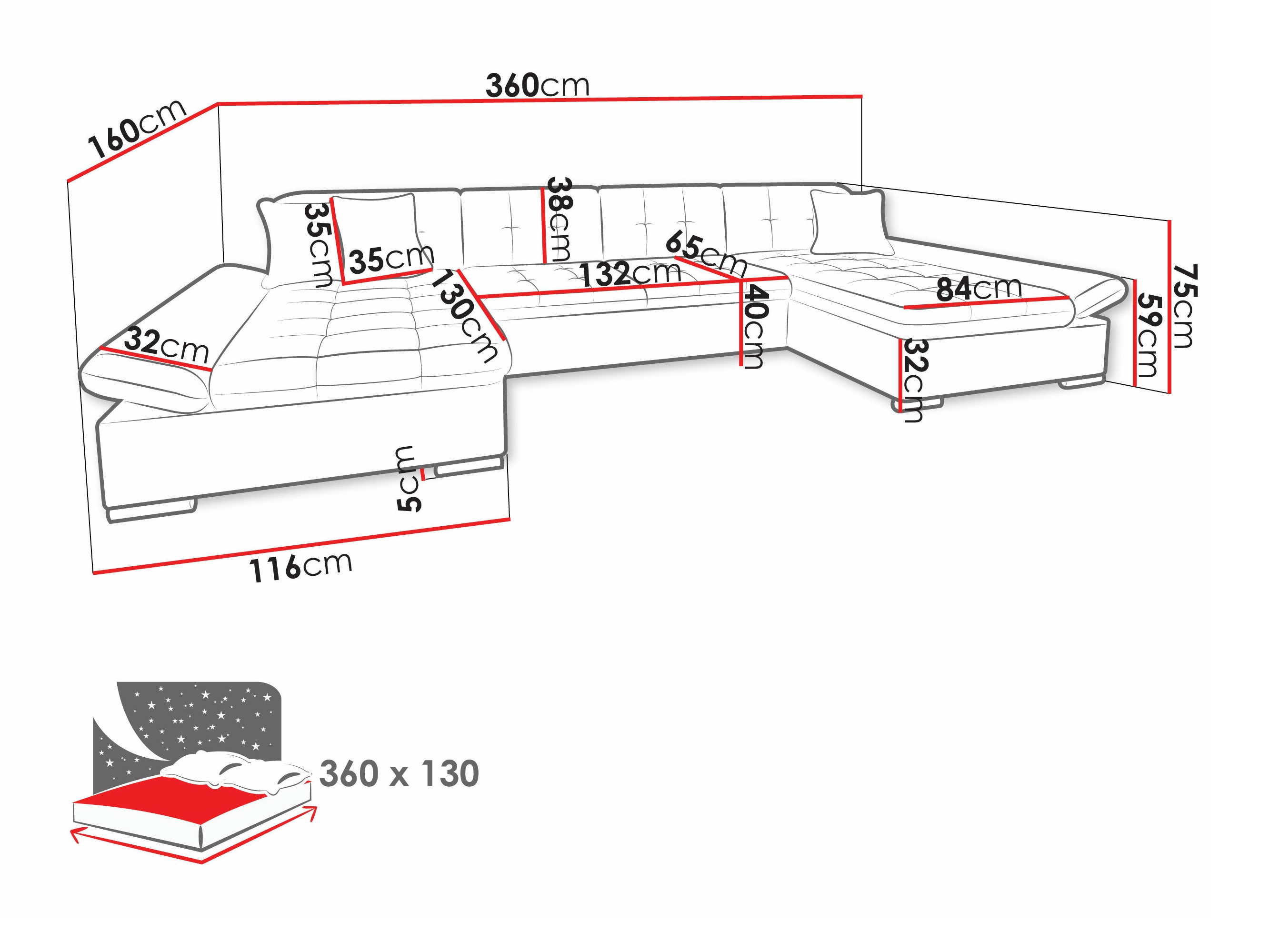Ugaona sofa Comfivo 240 (Miu 2058 + Miu 2059)