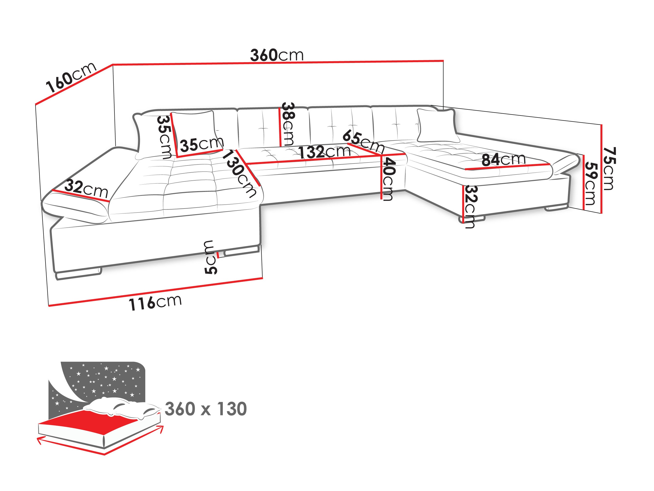 Ugaona sofa Comfivo 240 (Piane 17)