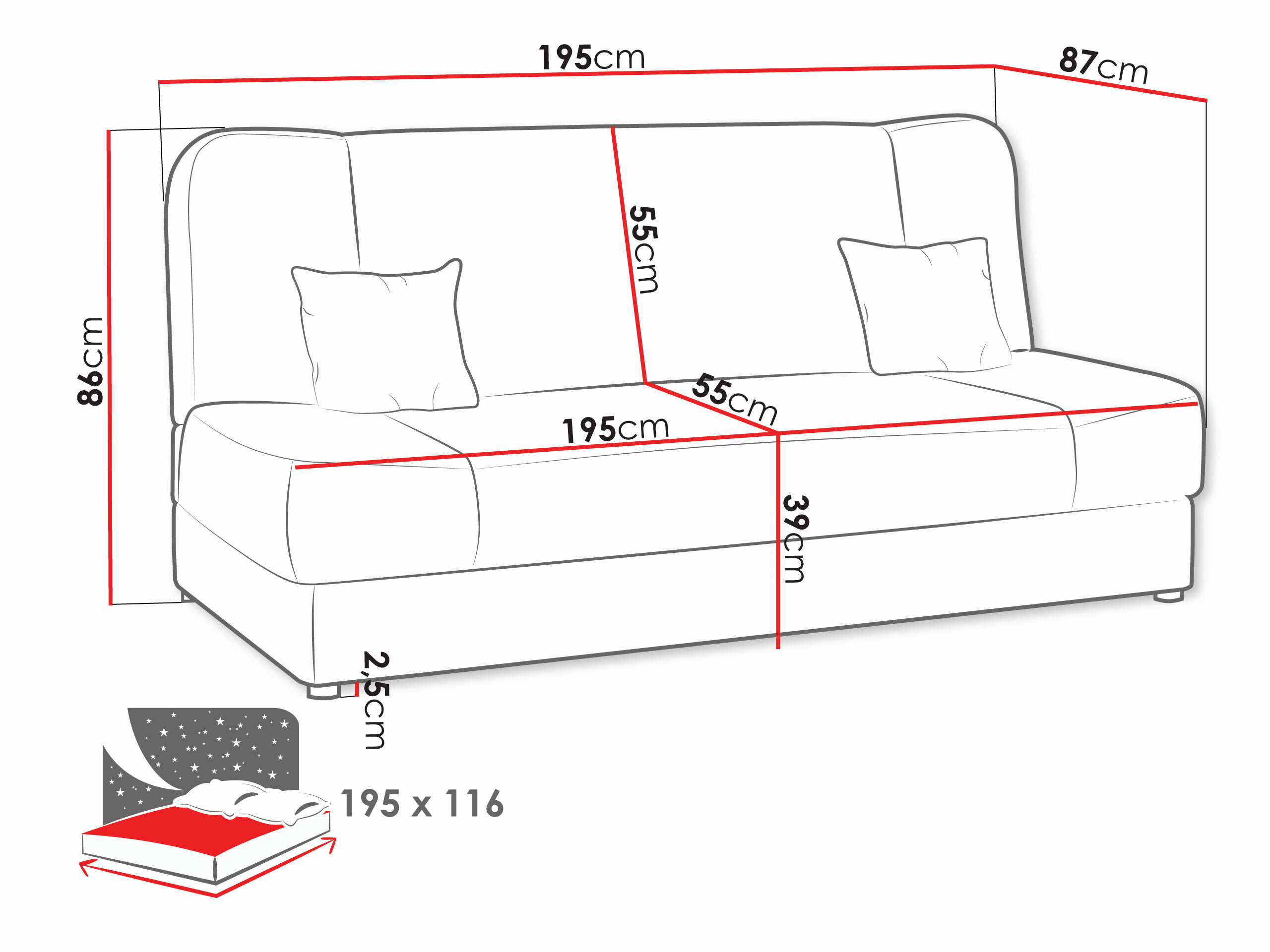Sofa na razvlačenje Comfivo Cera II (Baloo 2074)