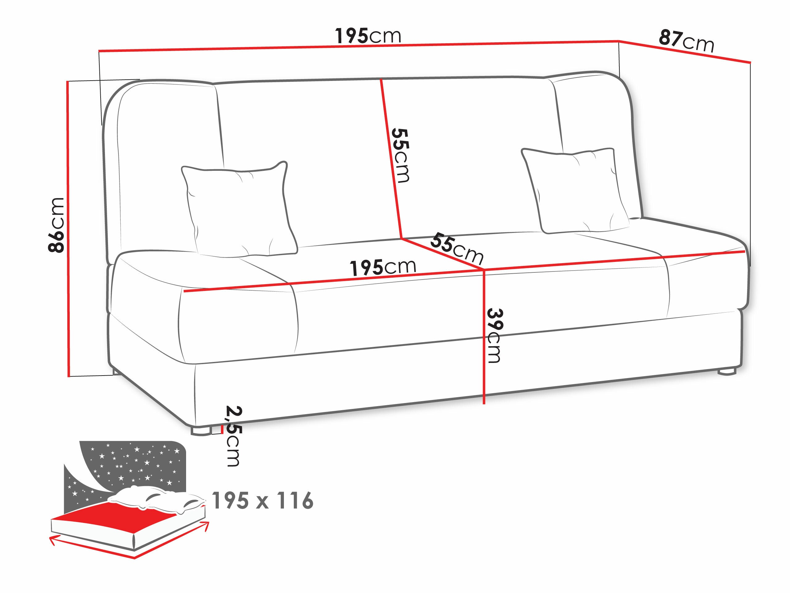 Sofa na razvlačenje Comfivo Cera II (Miu 2056 + Miu 2058)