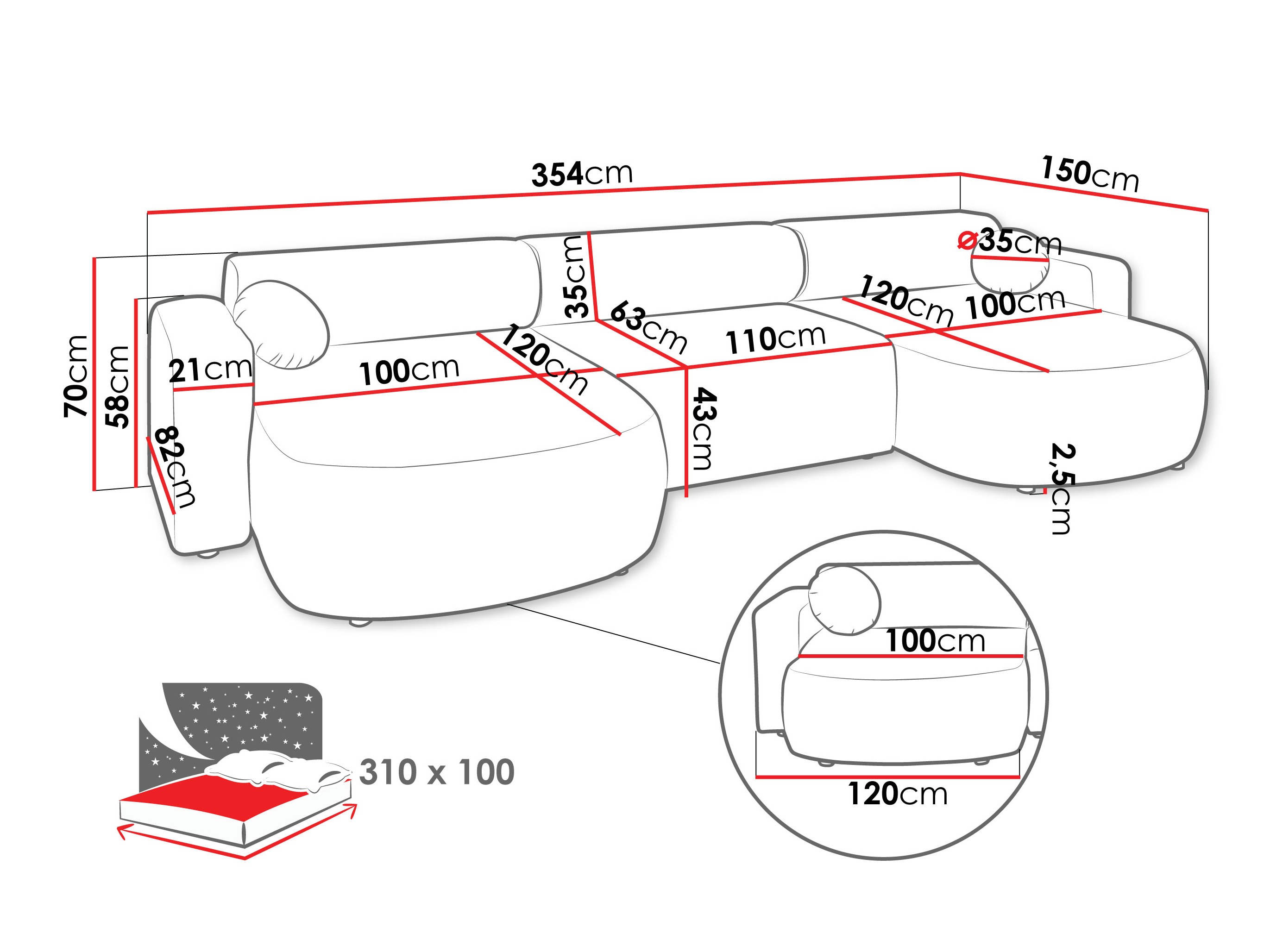 Ugaona sofa Comfivo 480 (Velo 621)