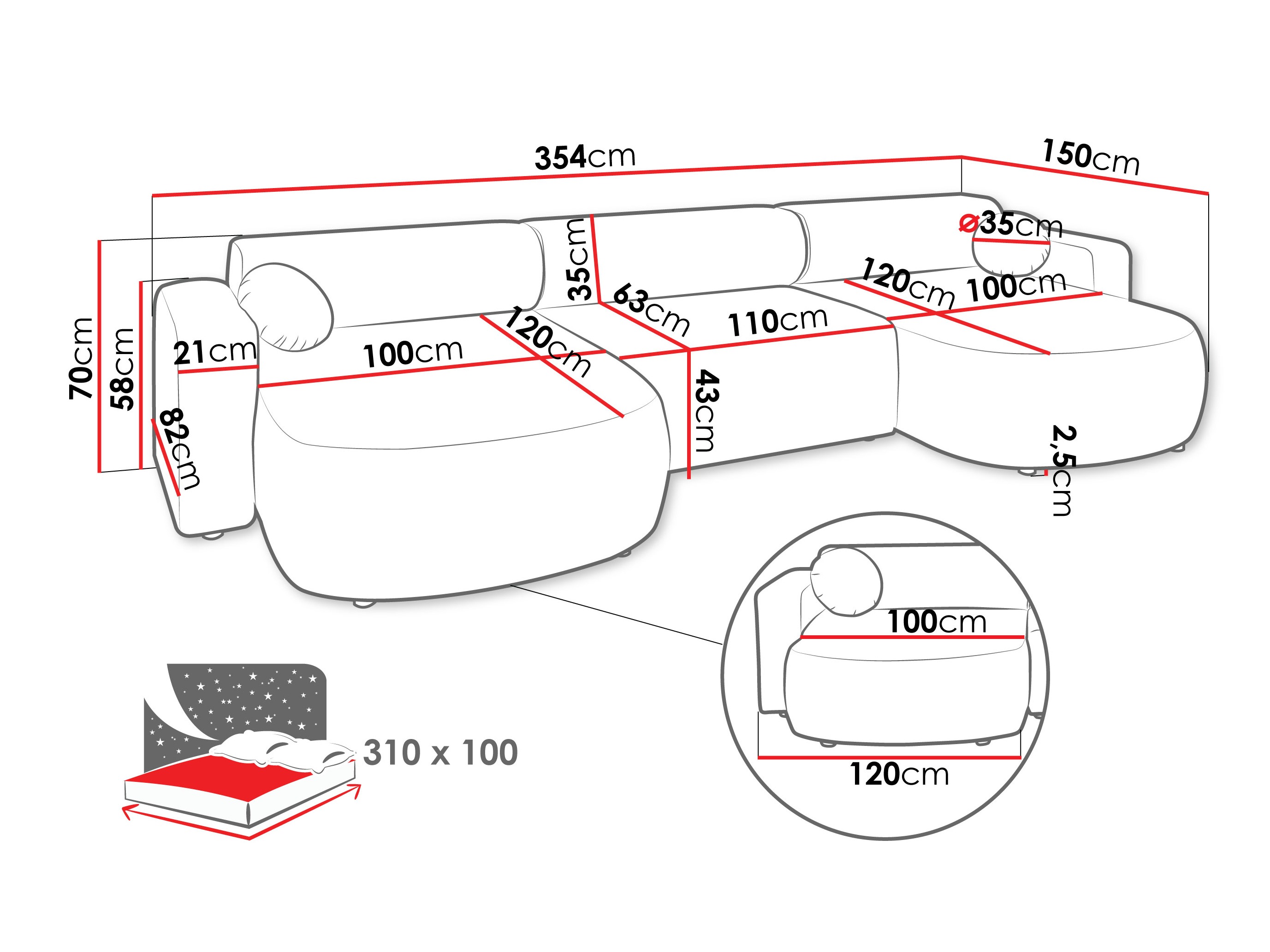 Ugaona sofa Comfivo 480 (Velo 633)