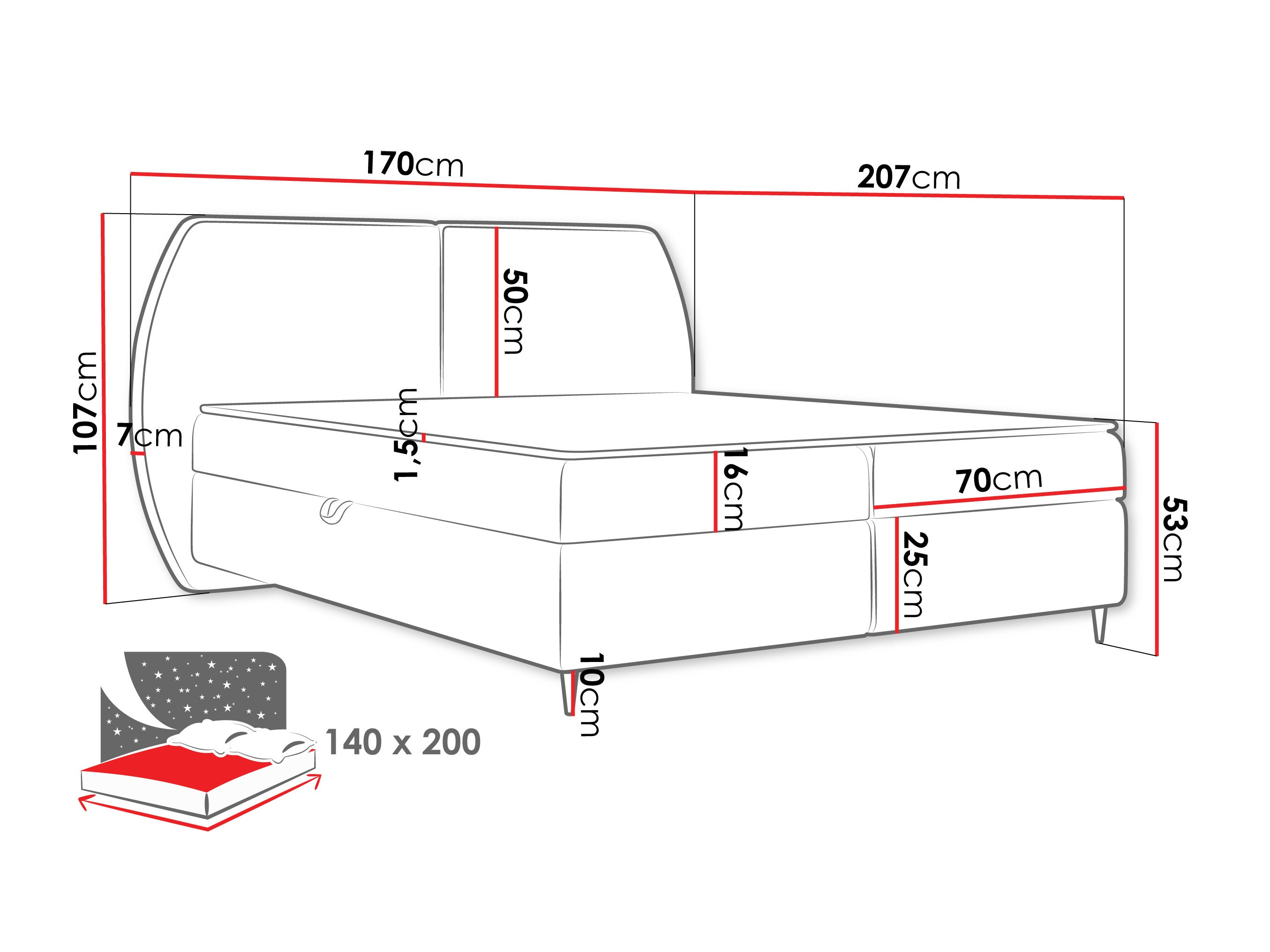 Boxspring krevet Stonecrest 110 (Wave 01)