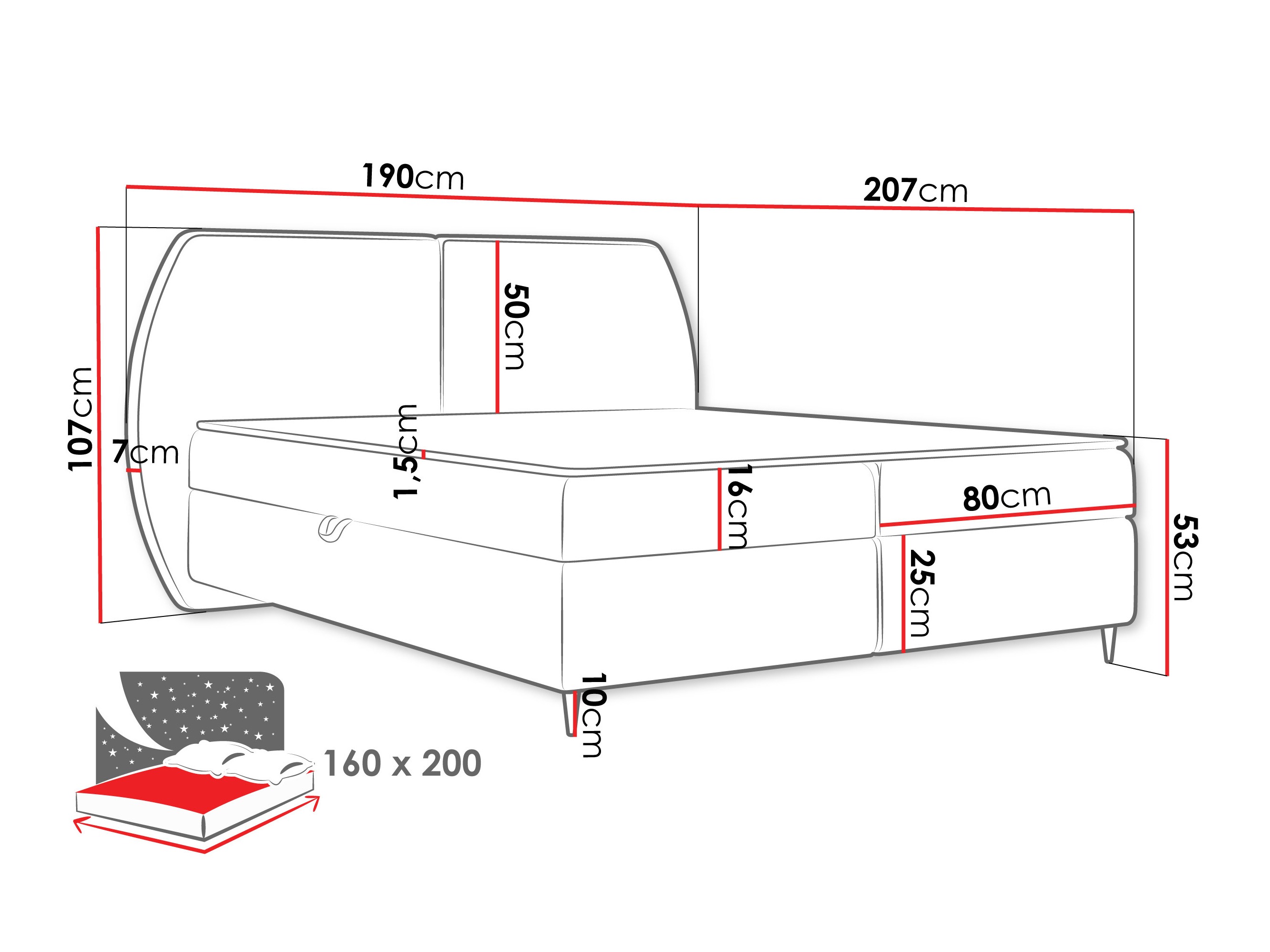 Boxspring krevet Stonecrest 110 (Wave 01)