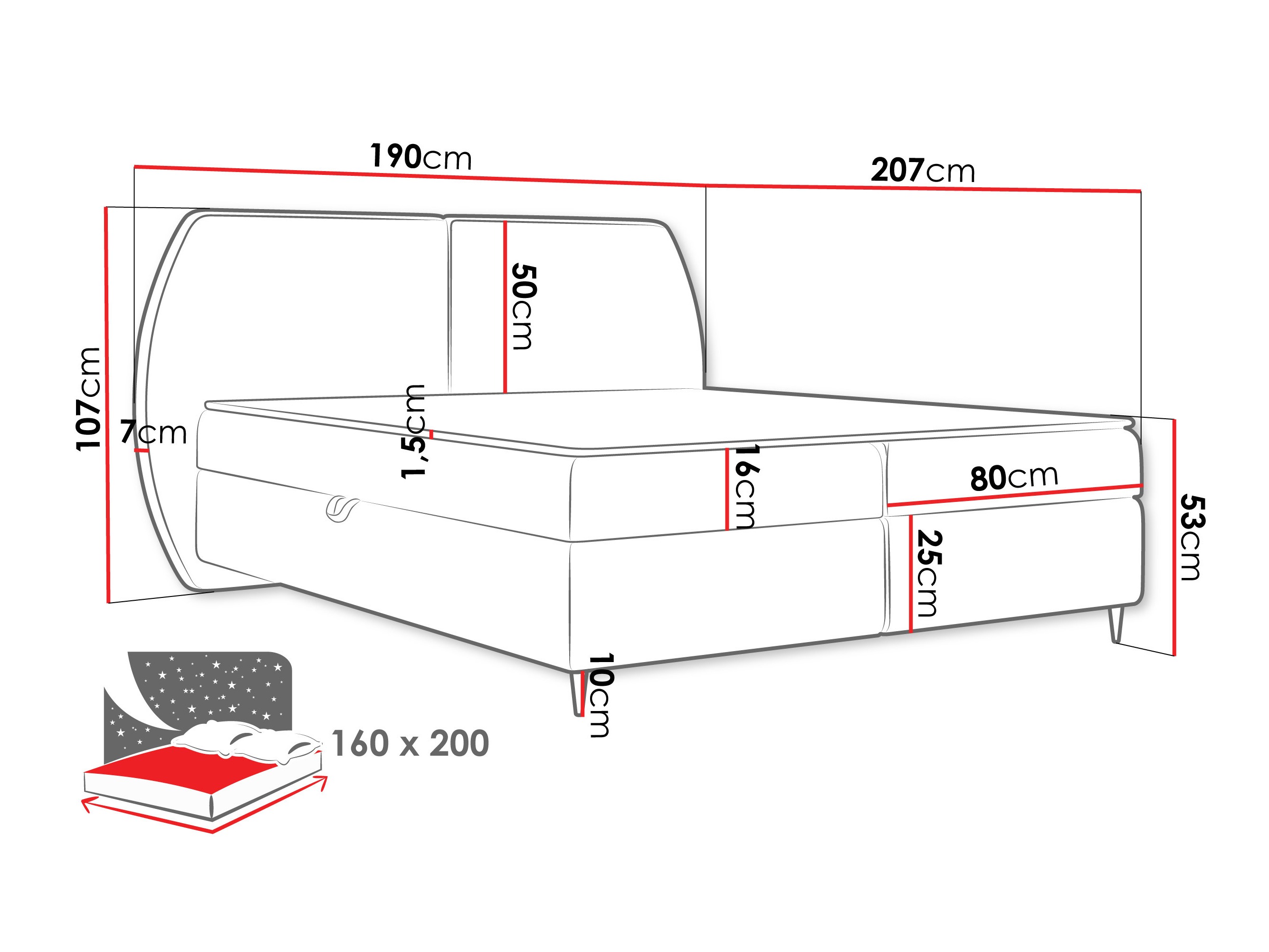 Boxspring krevet Stonecrest 110 (Wave 02)