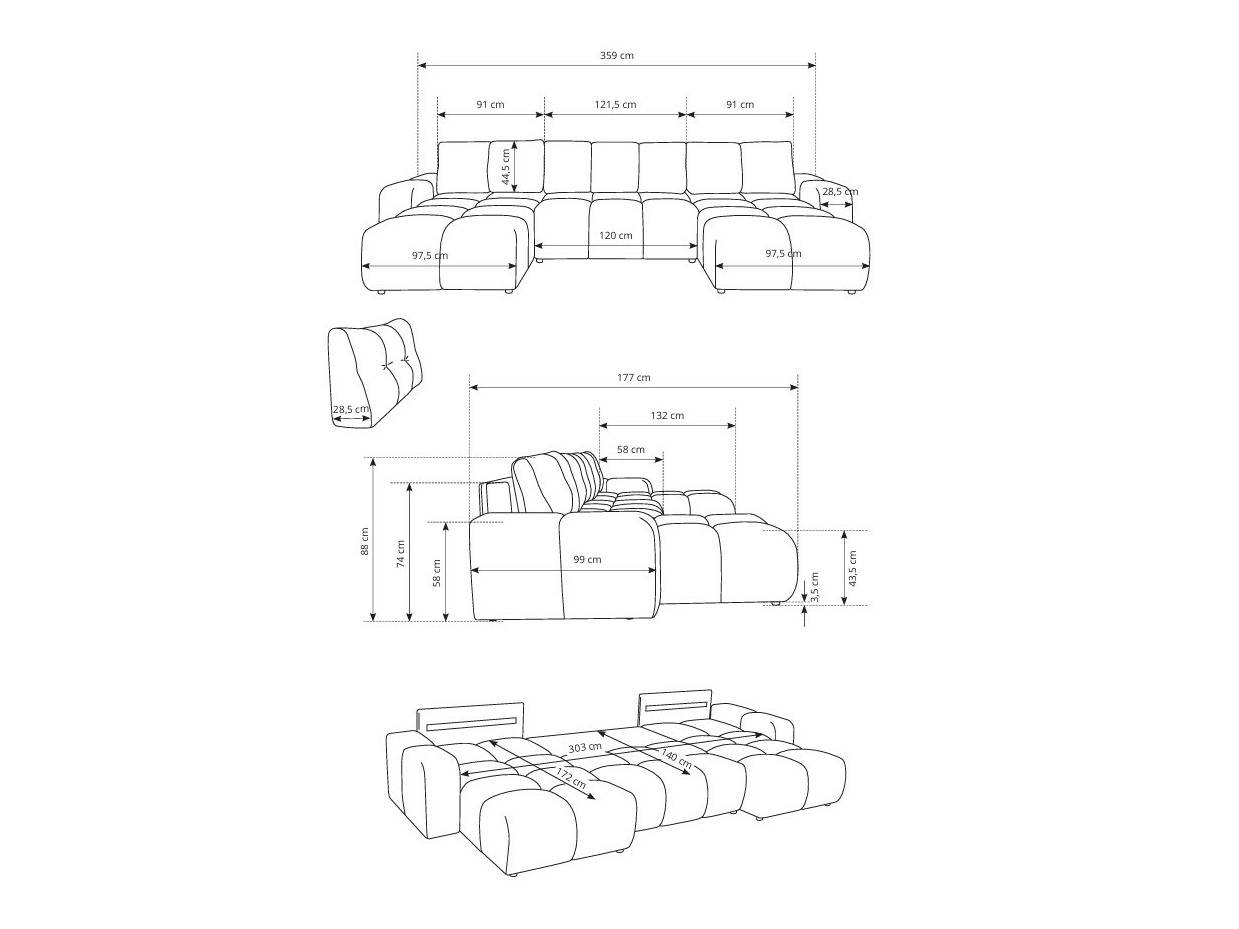 Ugaona sofa Kingston 198 (Curio 80)