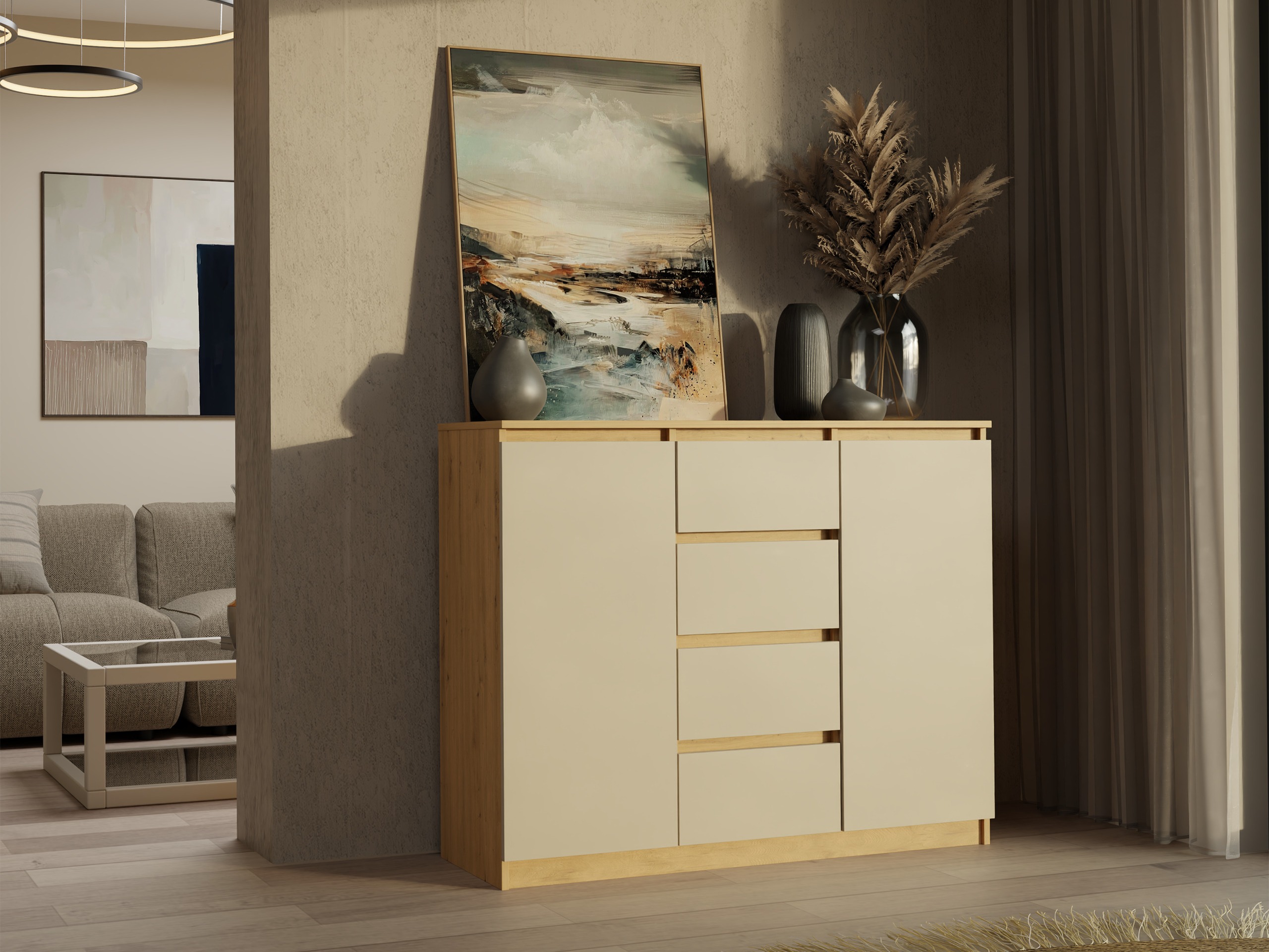 Komoda Elbvelu 113 (Zanatski hrast + Kašmir)