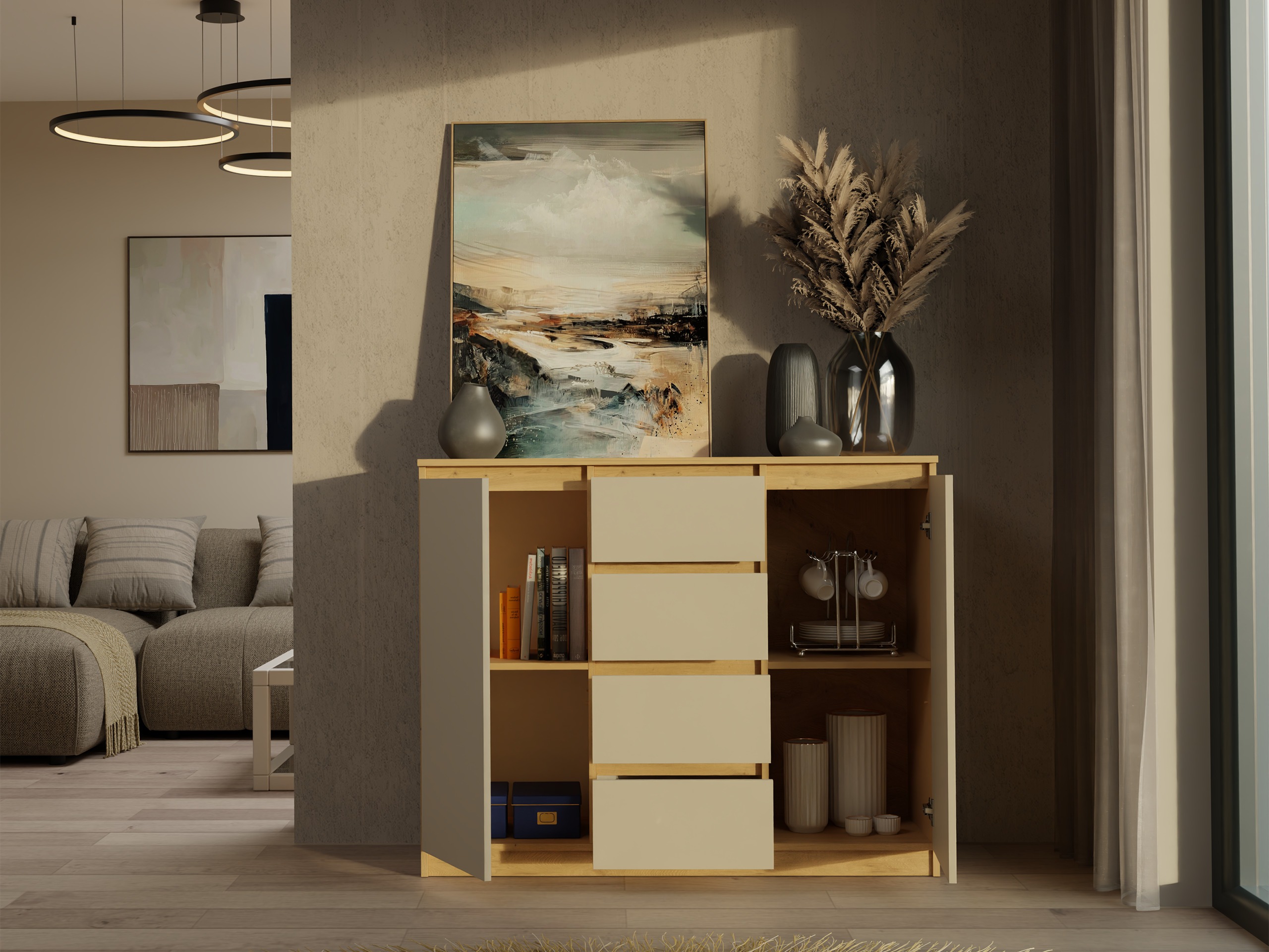 Komoda Elbvelu 113 (Zanatski hrast + Kašmir)