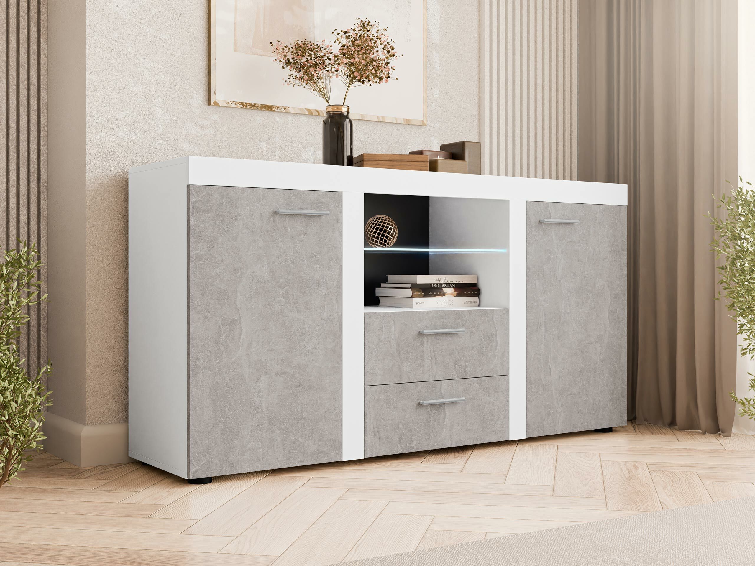 Komoda Univio (Belo + Beton)