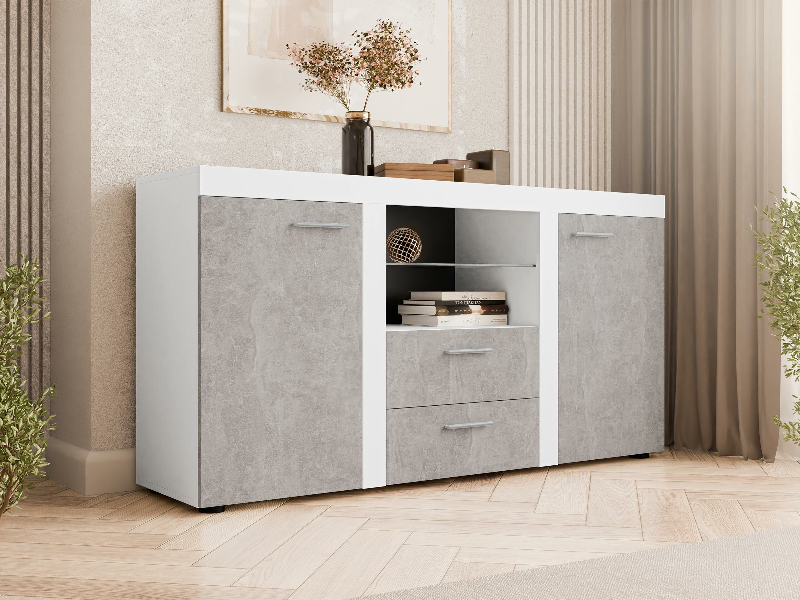 Komoda Univio (Belo + Beton)