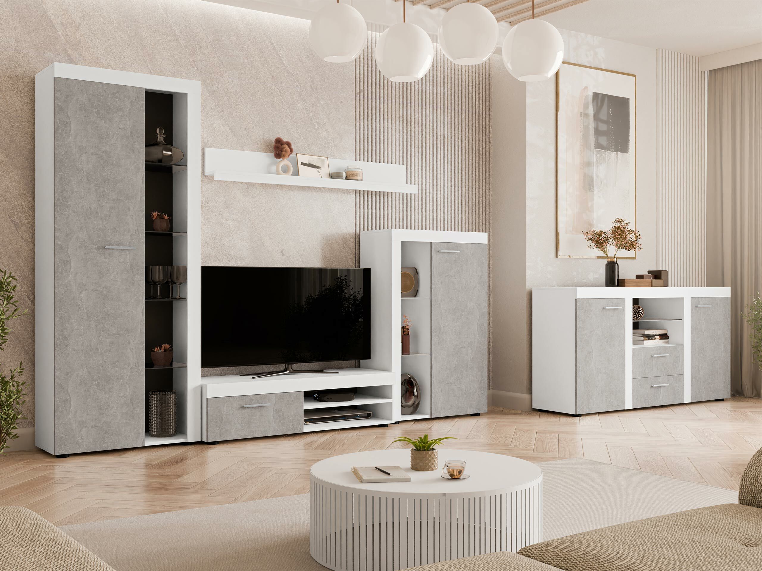 Komoda Univio (Belo + Beton)