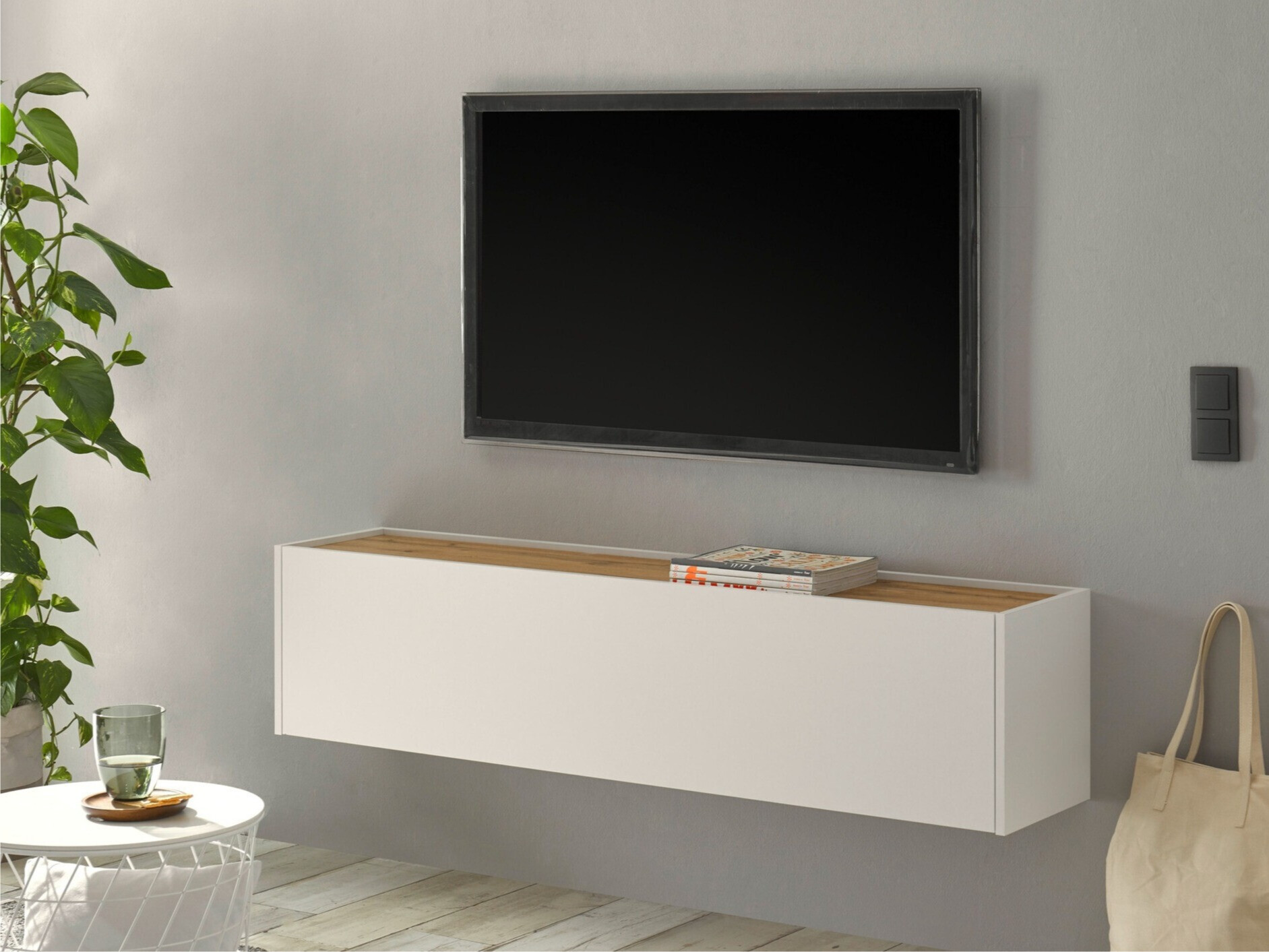 TV komoda Elbsori 108 (Belo + Hrast Votan)