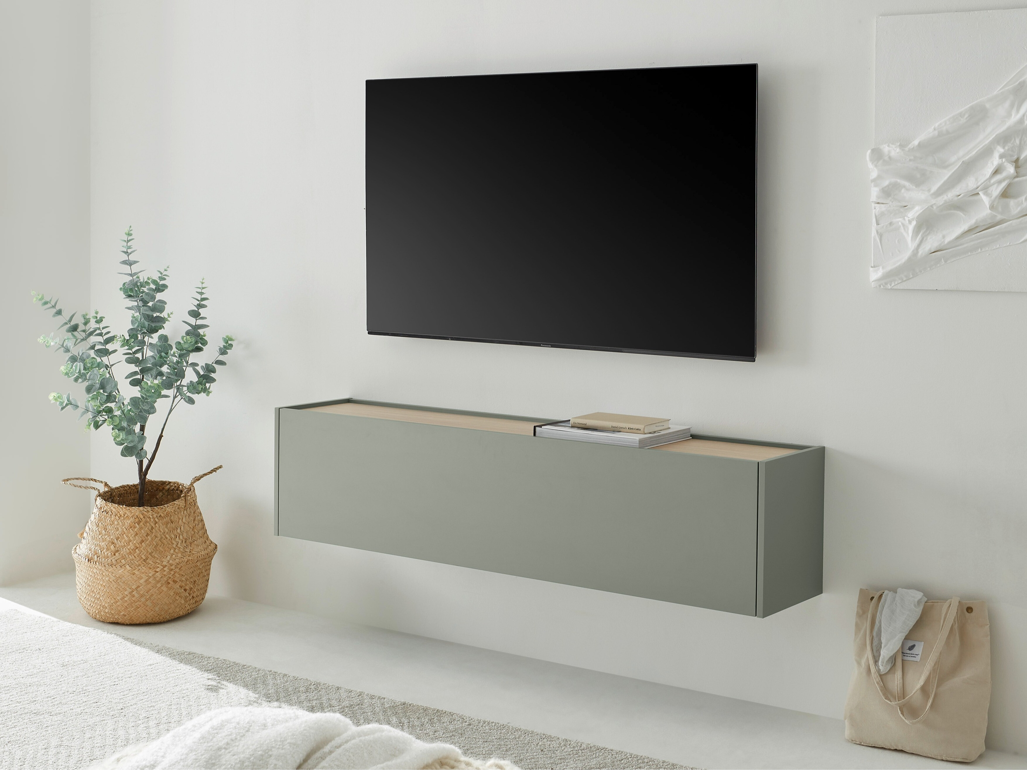 TV komoda Elbsori 108 (Zelena + Hrast)