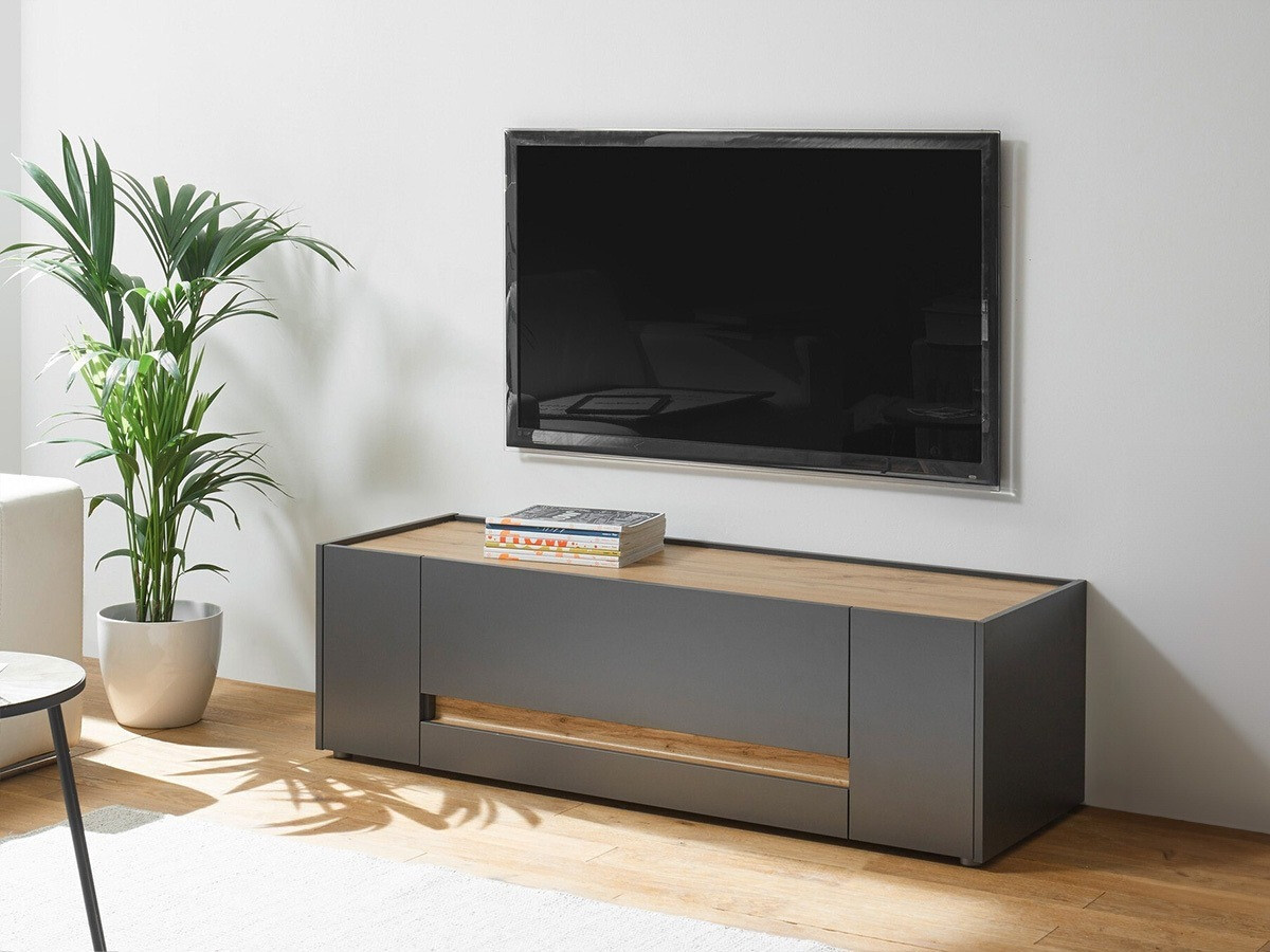 TV komoda Elbsori 114 (Antracit + Hrast Votan)