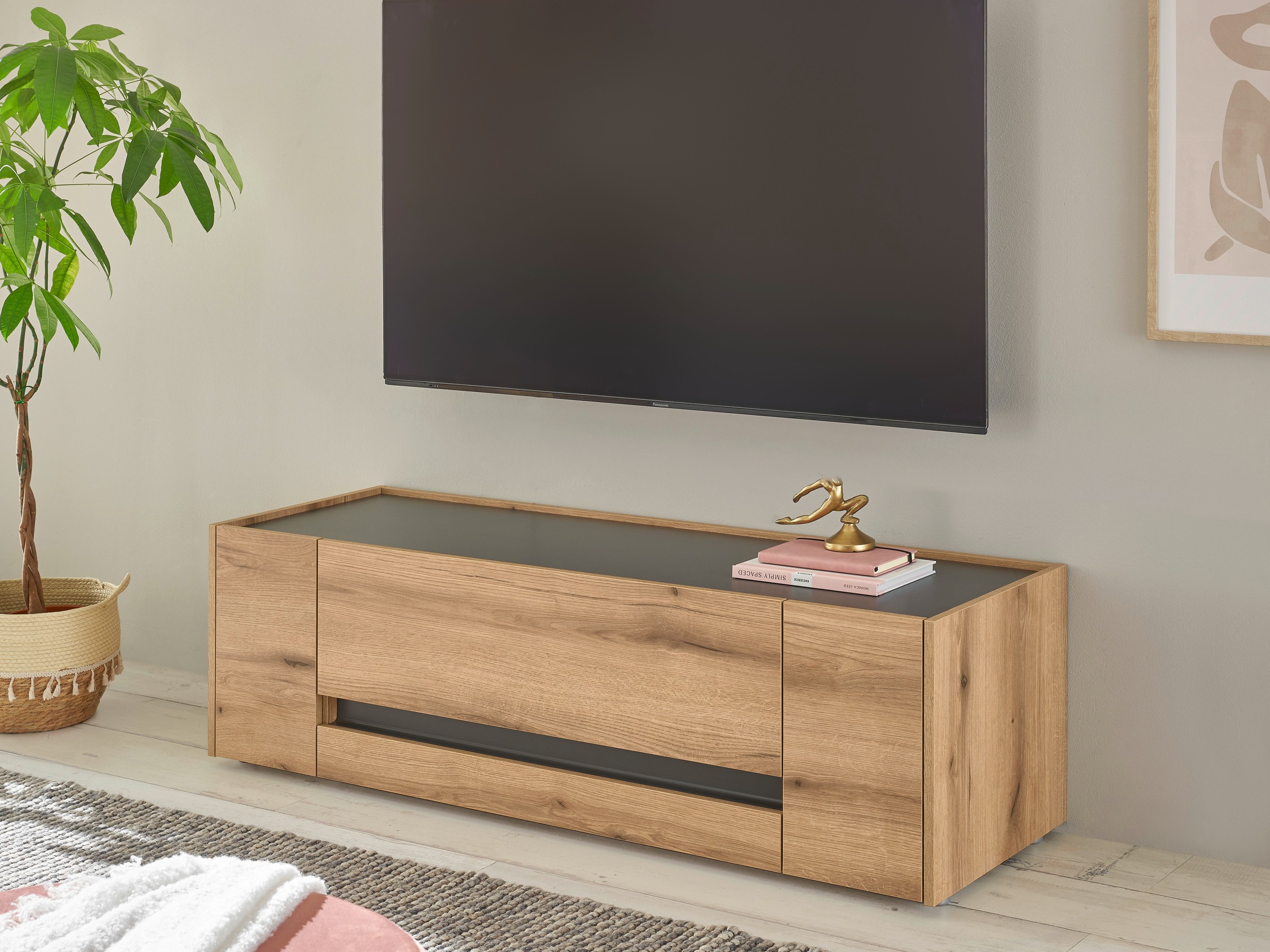 TV komoda Elbsori 114 (Hrast + Antracit)