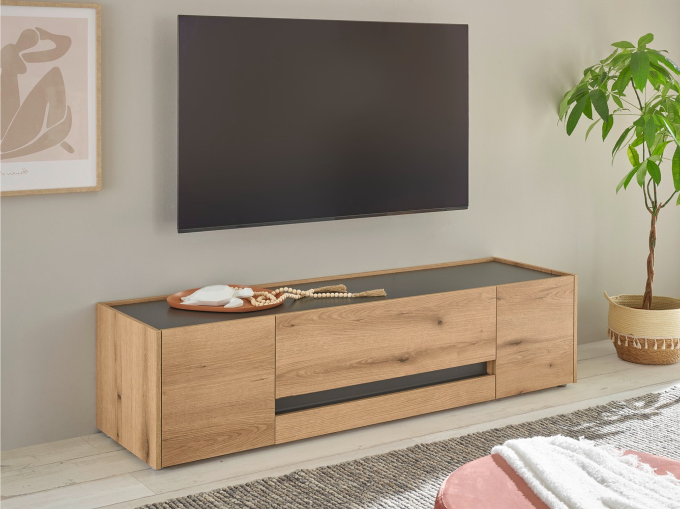 TV komoda Elbsori 115 (Hrast + Antracit)