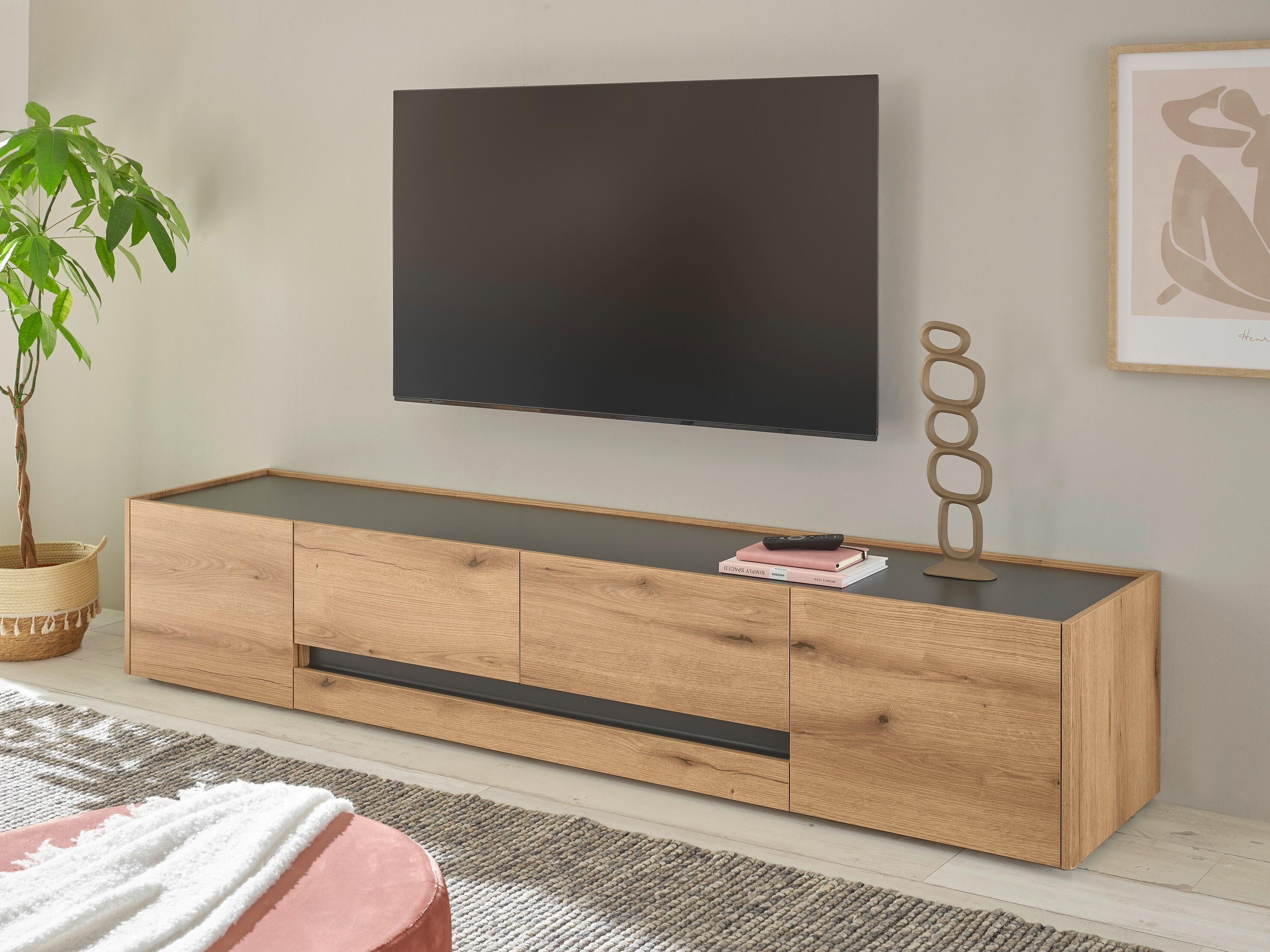 TV komoda Elbsori 116 (Hrast + Antracit)