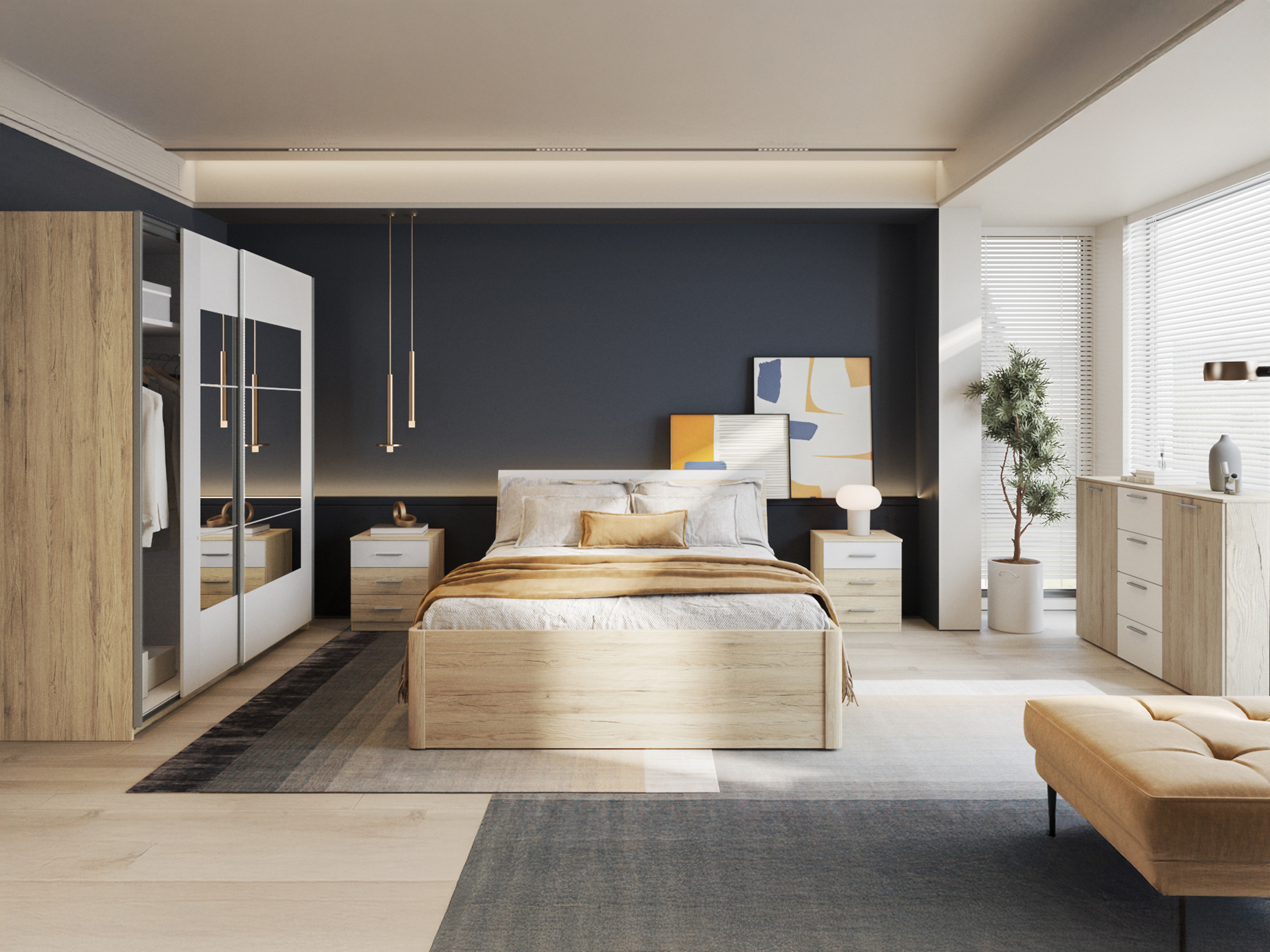 Komoda Melvele 101 (Hrast San Remo + Belo)