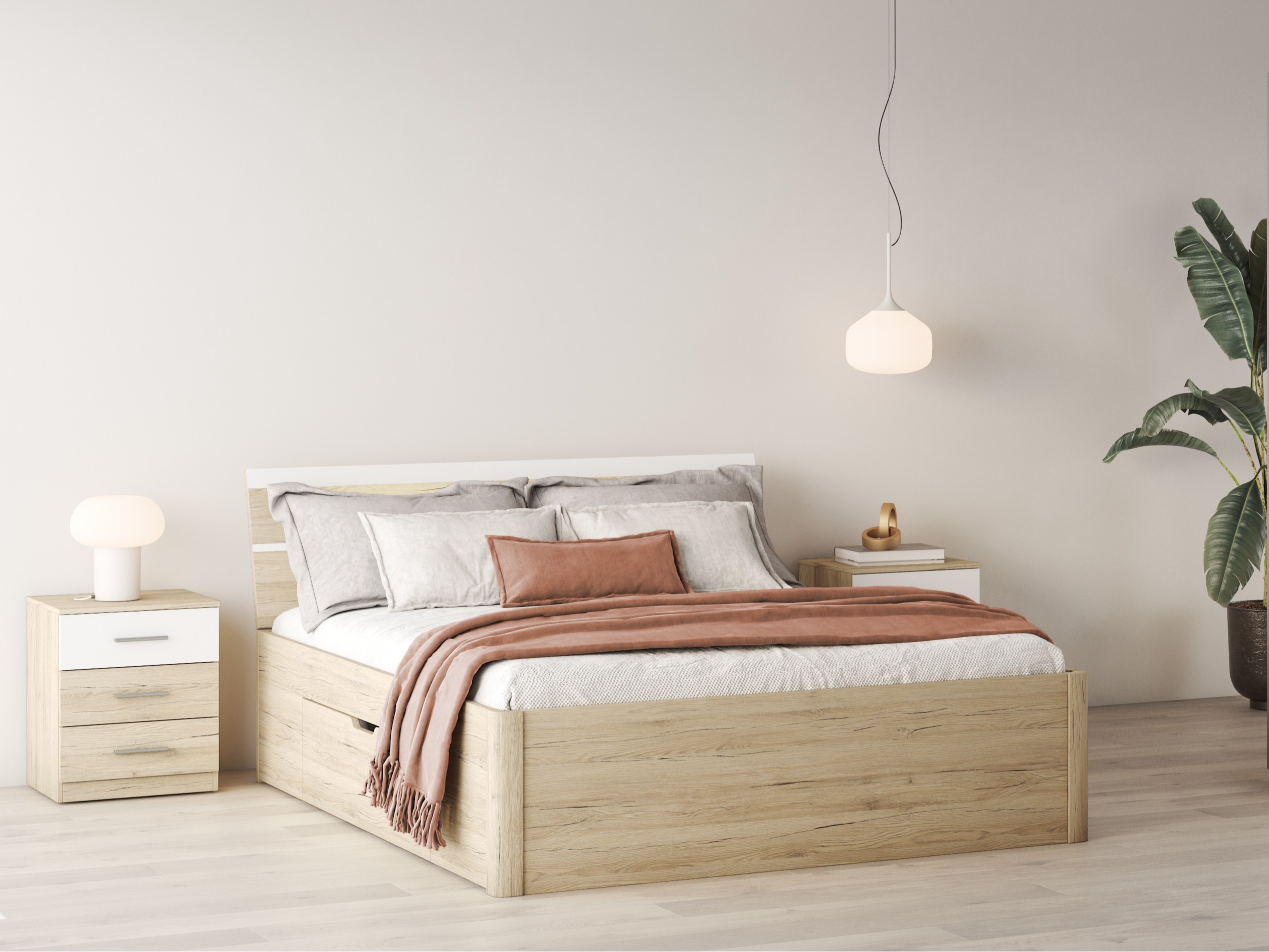 Krevet Melvele 103 (Hrast San Remo + Belo)