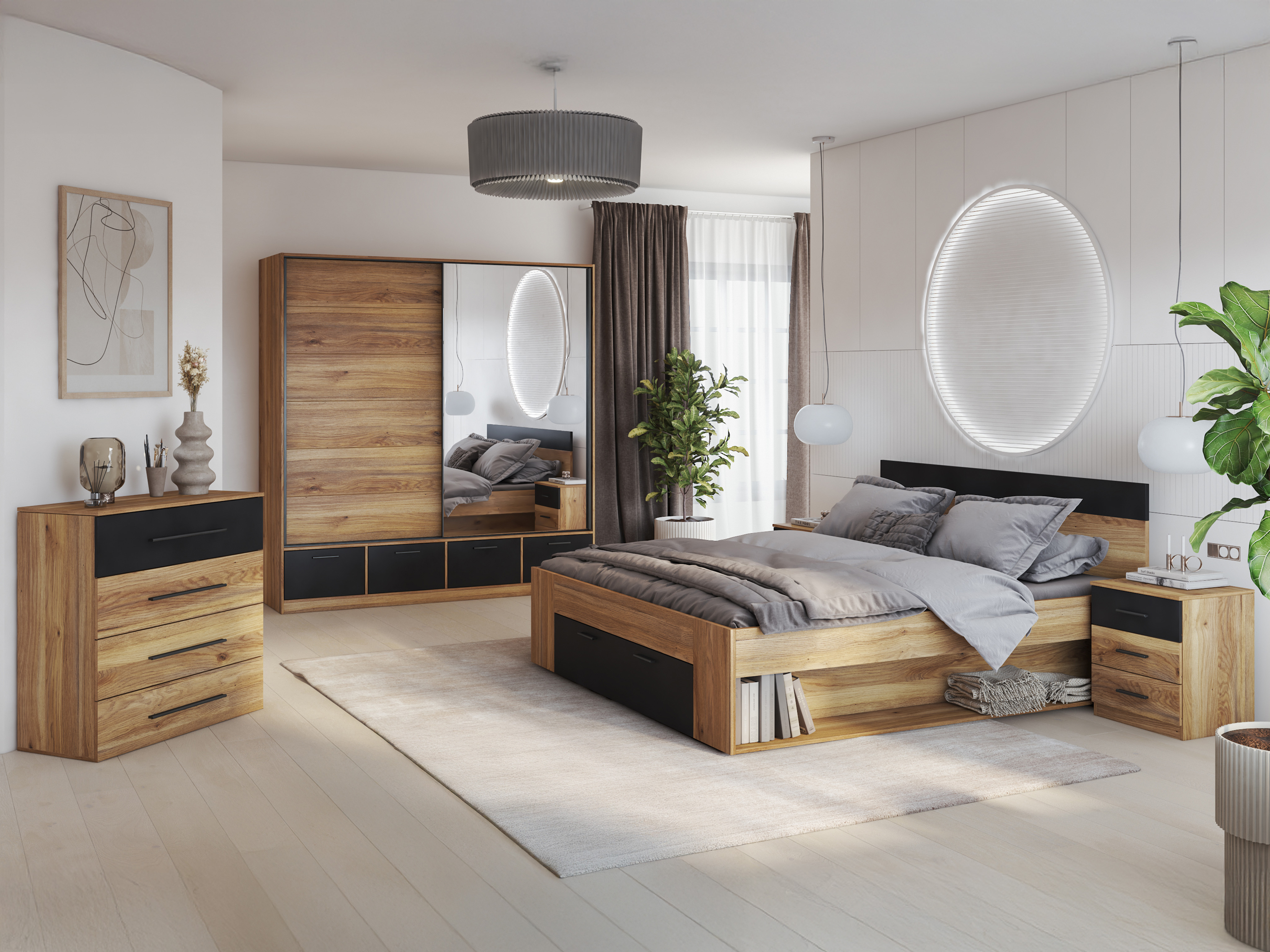 Krevet Melvele 108 (Hrast + Crno)