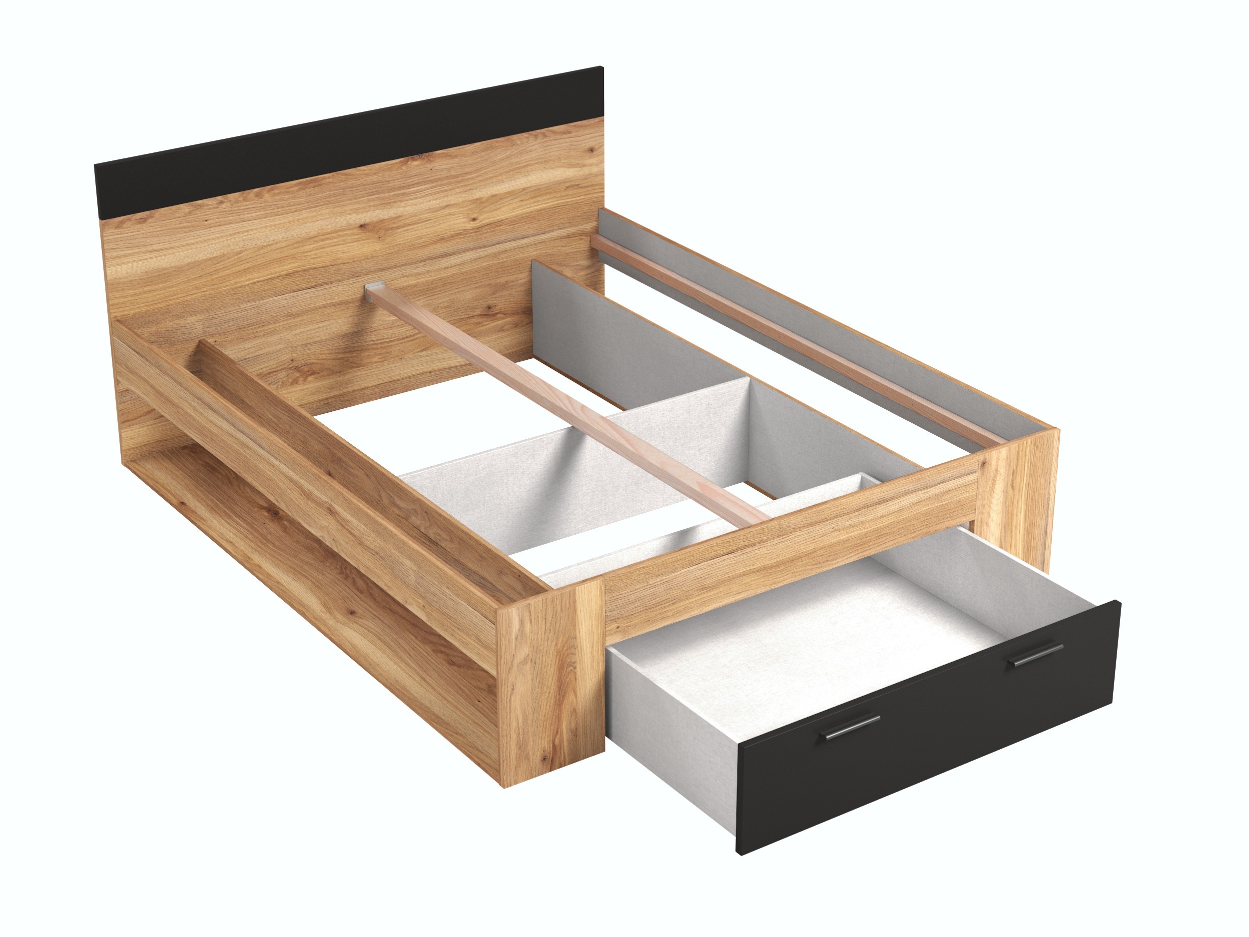 Krevet Melvele 108 (Hrast + Crno)