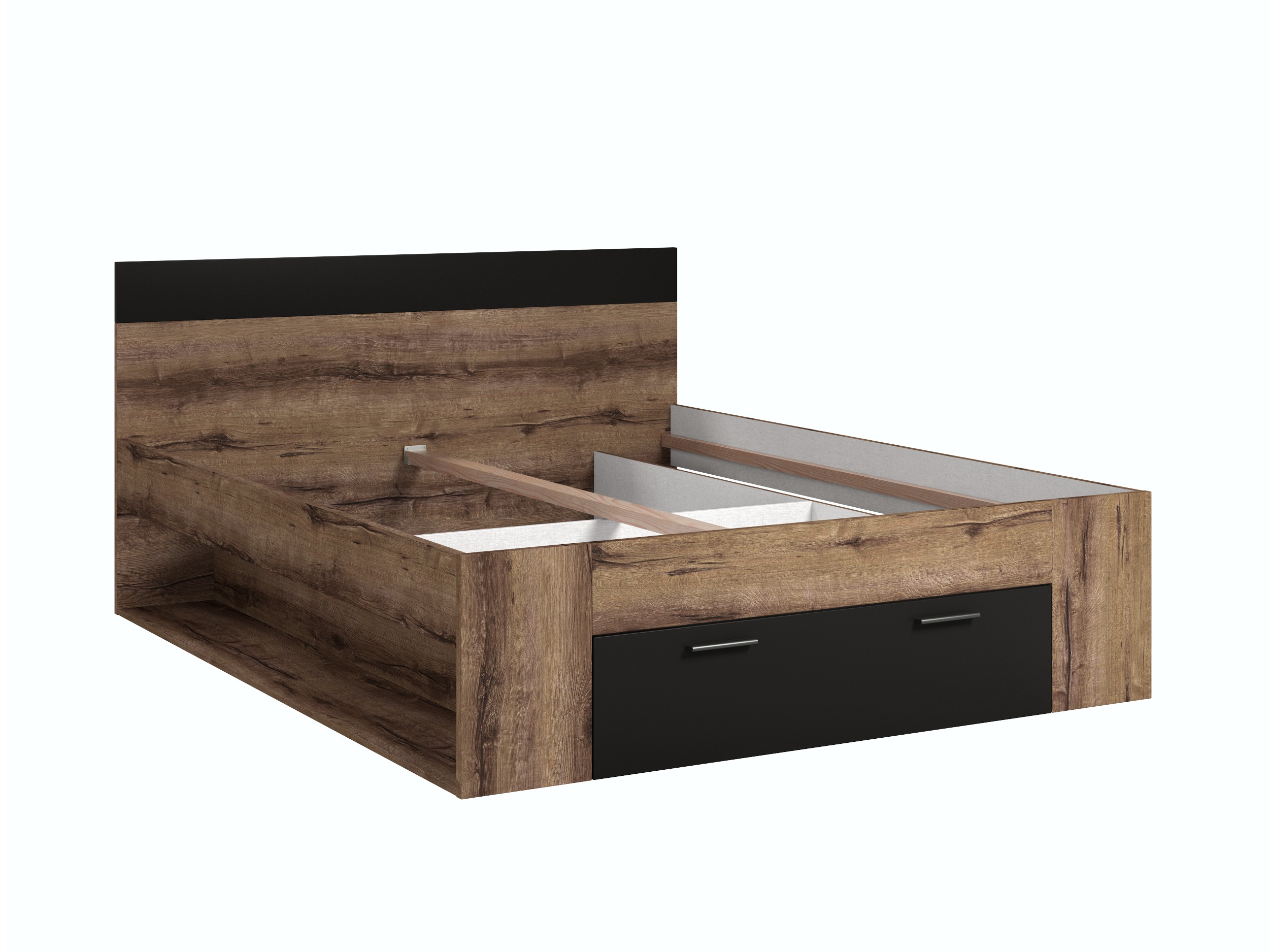 Krevet Melvele 108 (Manastirski hrast + Crno)