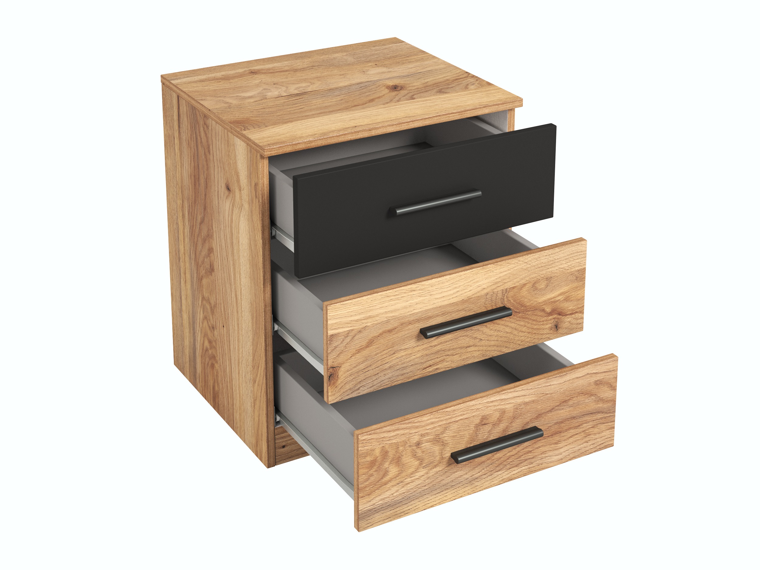 Noćni ormarić Melvele 100 (Hrast + Crno)