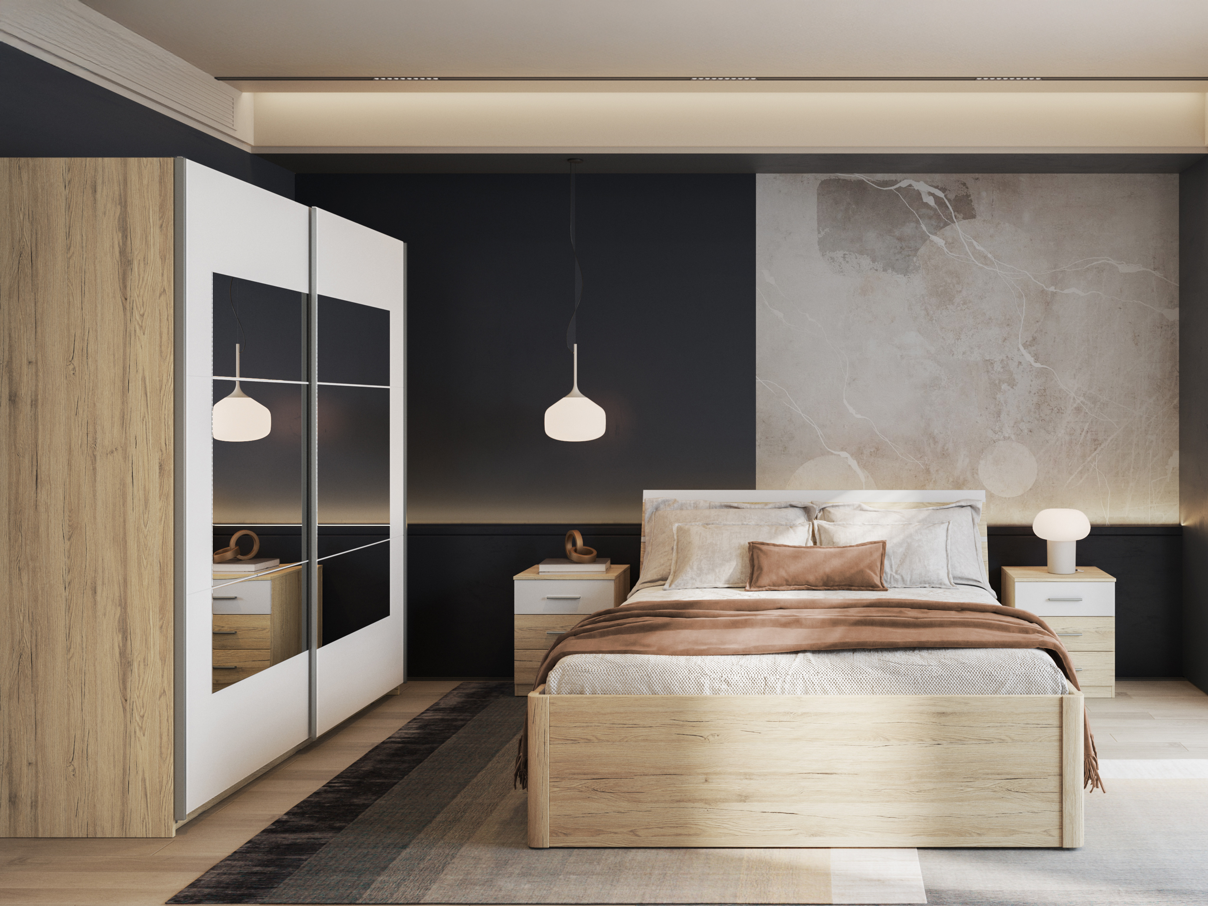 Noćni ormarić Melvele 100 (Hrast San Remo + Belo)