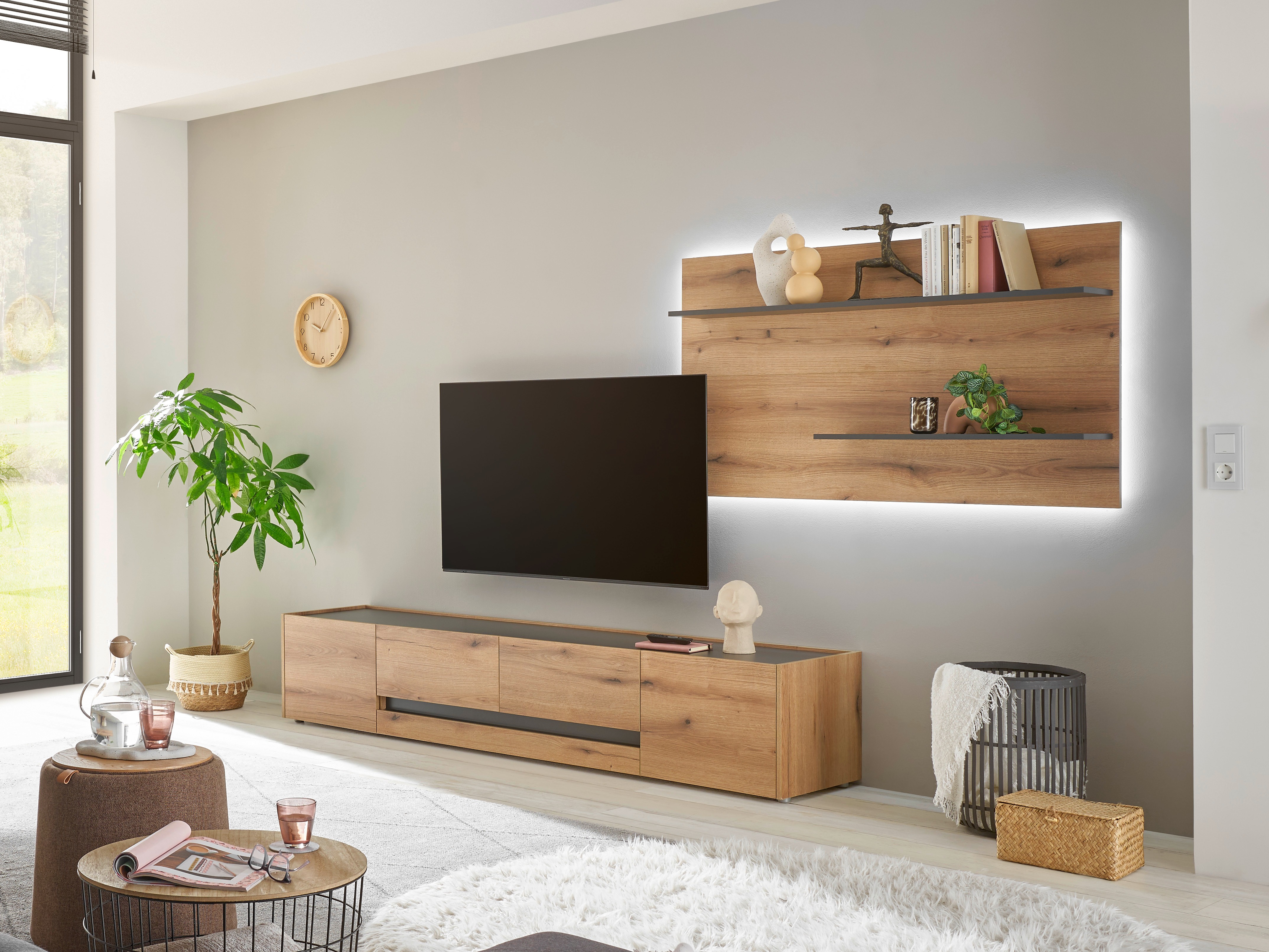 Set za dnevnu sobu Elbsori 124 (Hrast + Antracit)