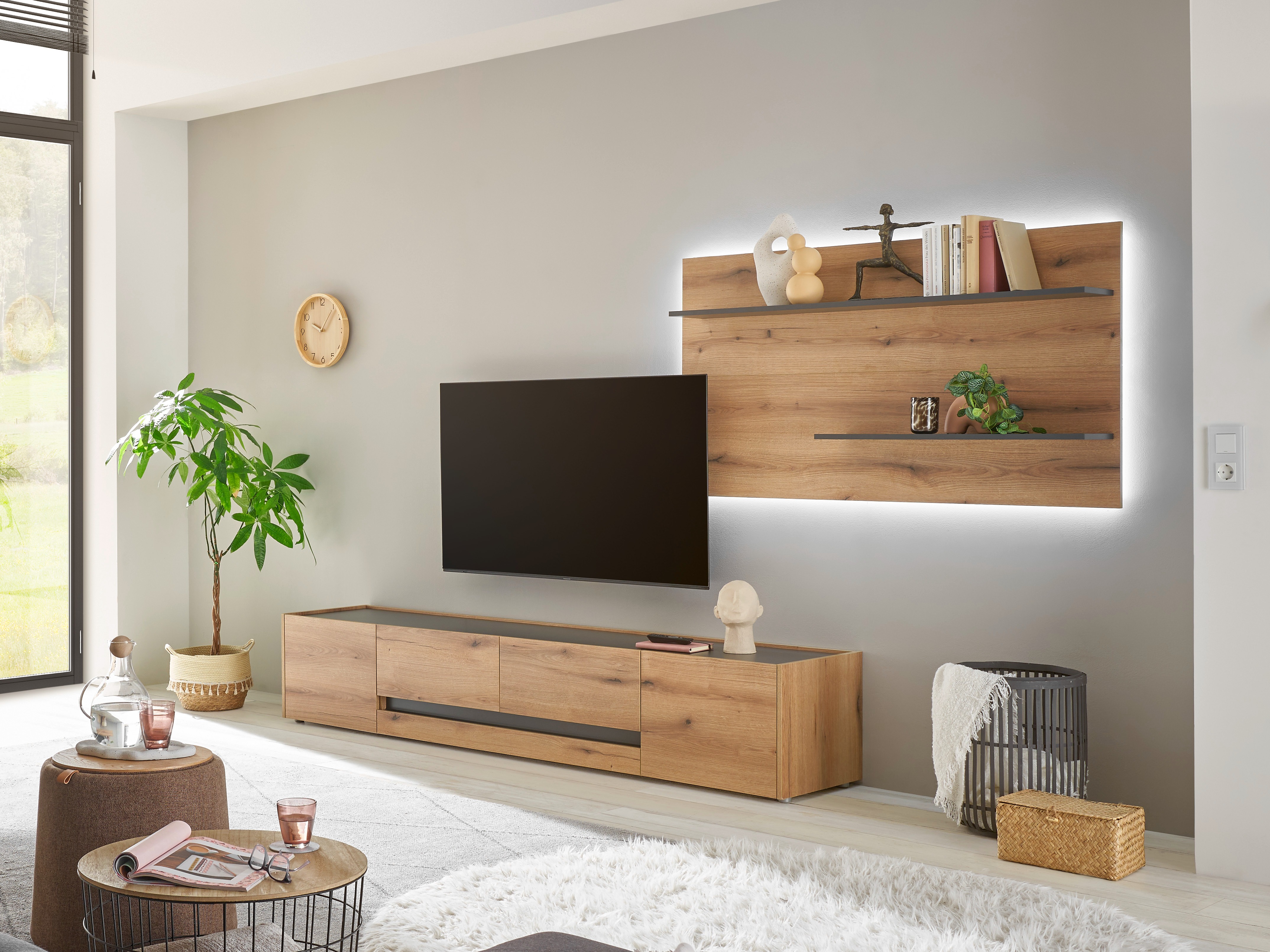 Set za dnevnu sobu Elbsori 124 (Hrast + Antracit)