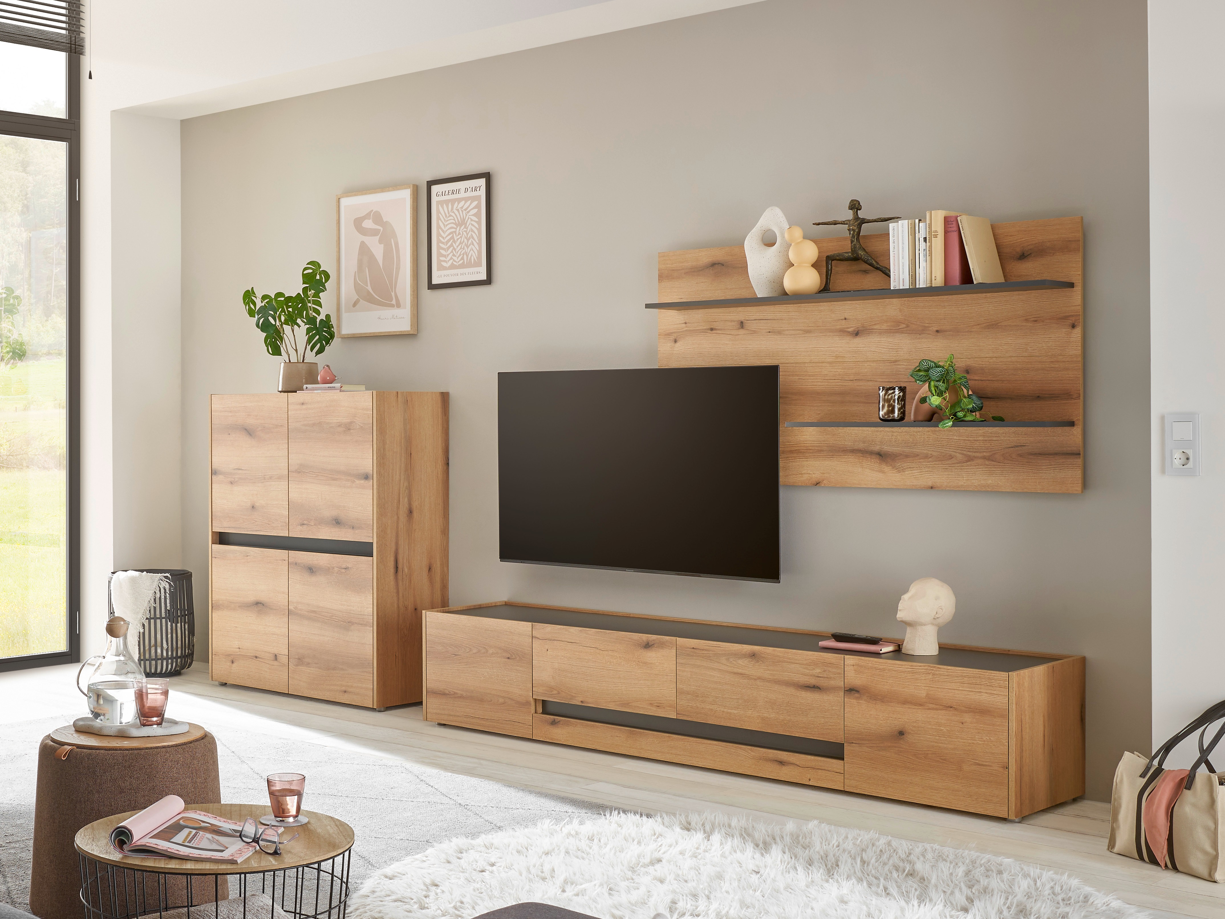 Set za dnevnu sobu Elbsori 127 (Hrast + Antracit)