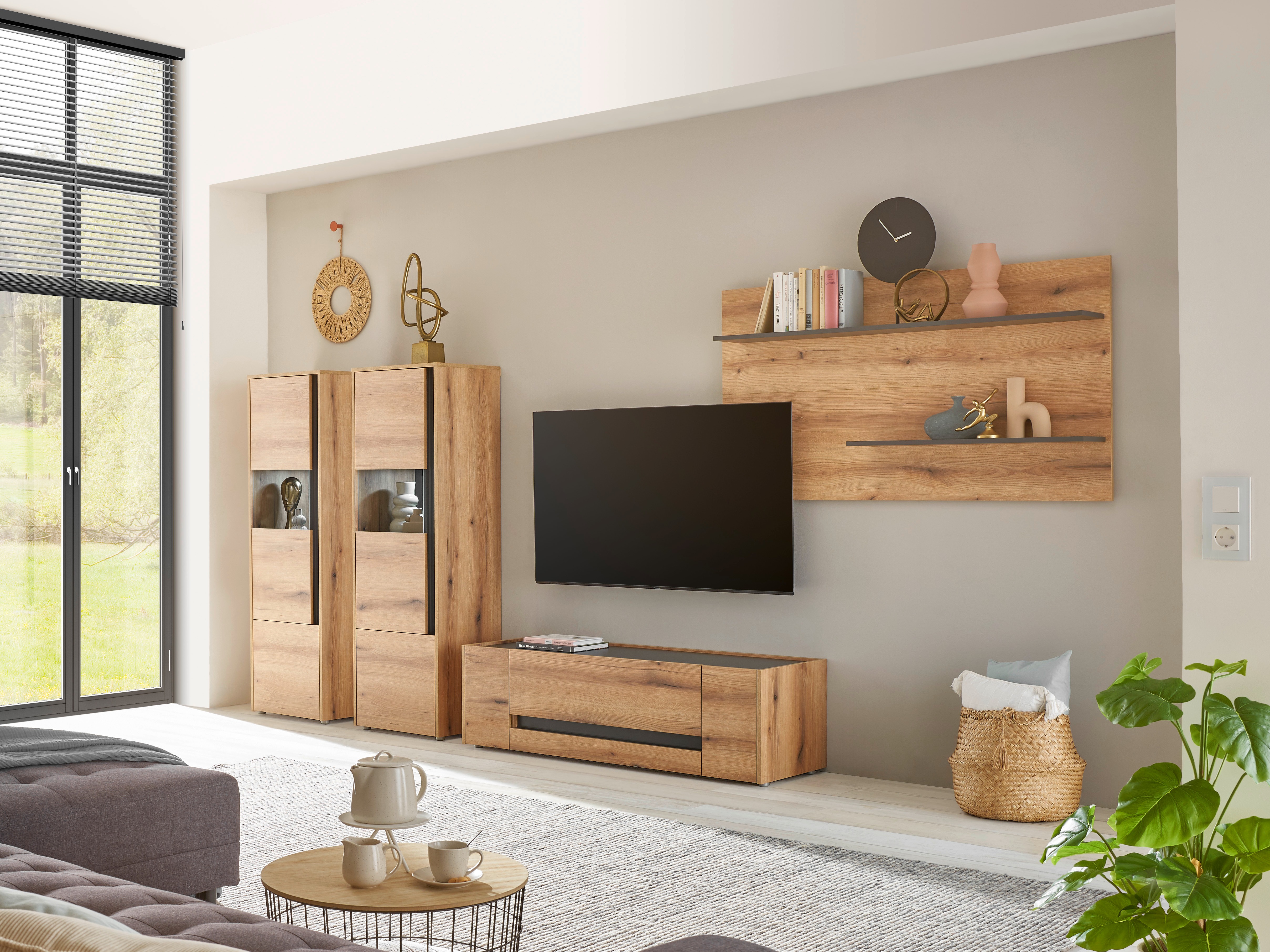 Set za dnevnu sobu Elbsori 128 (Hrast + Antracit)